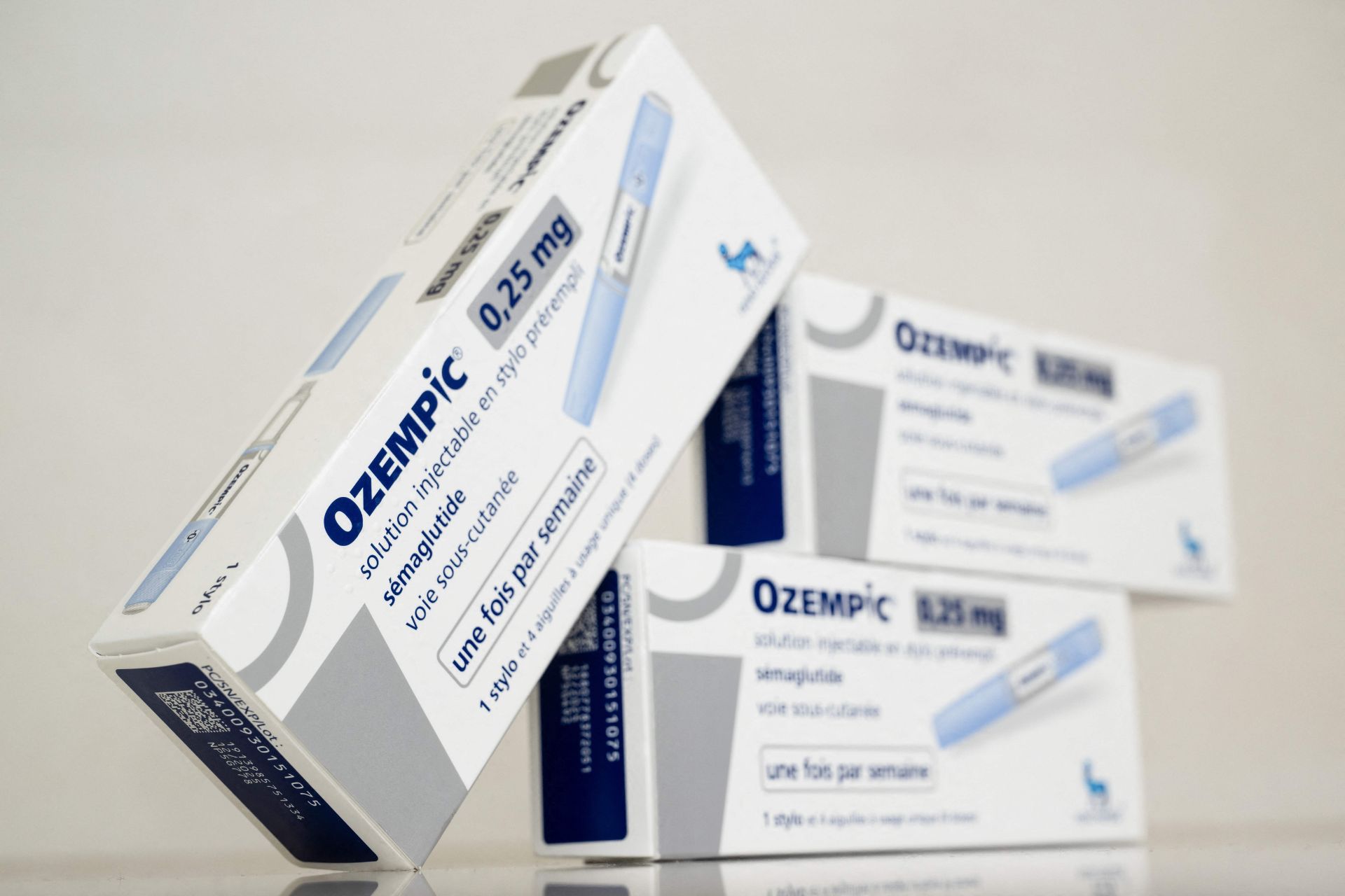 Boxes of the GLP-1 medication Ozempic.