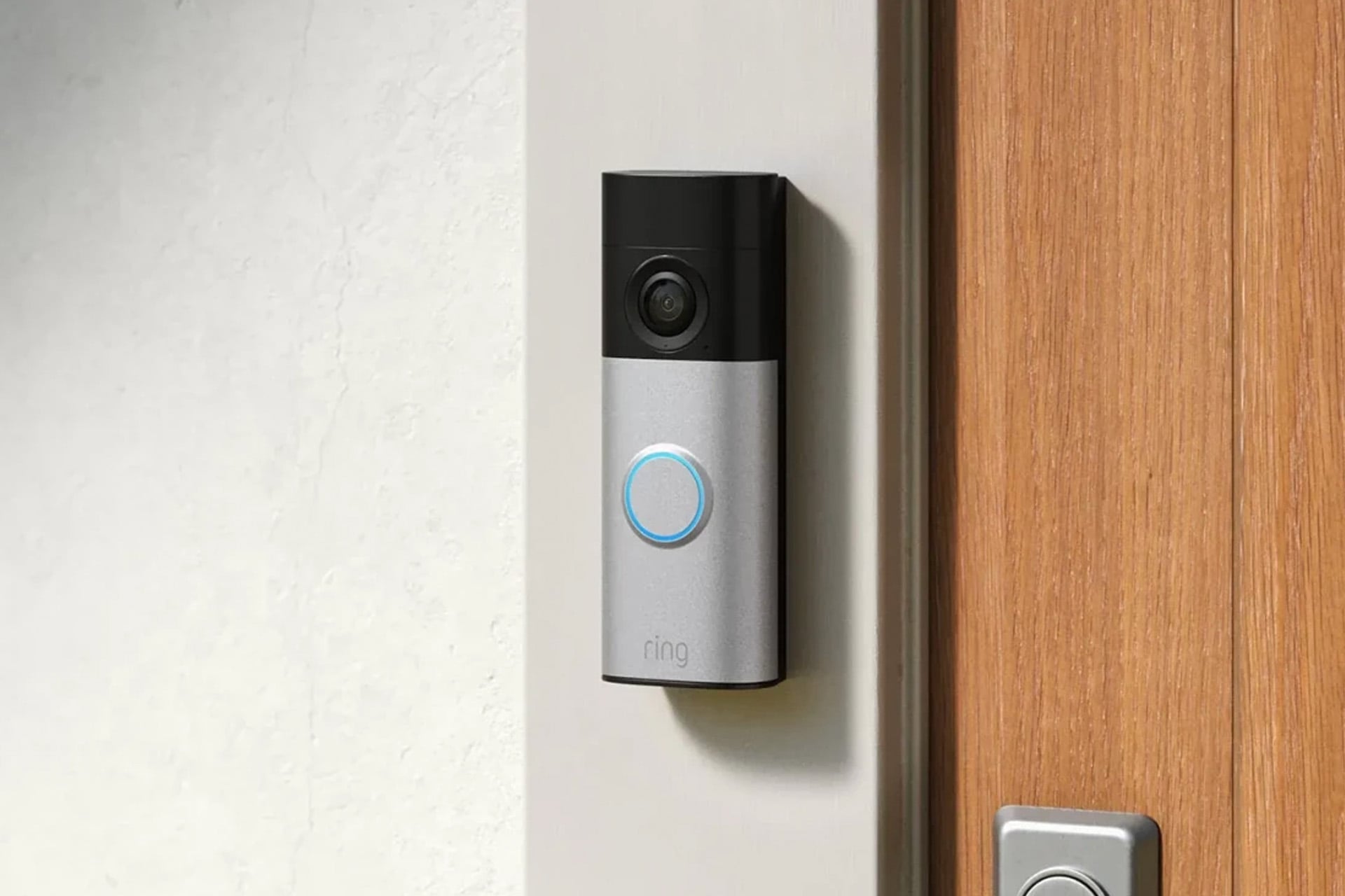 Ring Battery Doorbell Camera 2nd Gen installed next to a door.