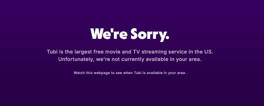 Tubi Error Message
