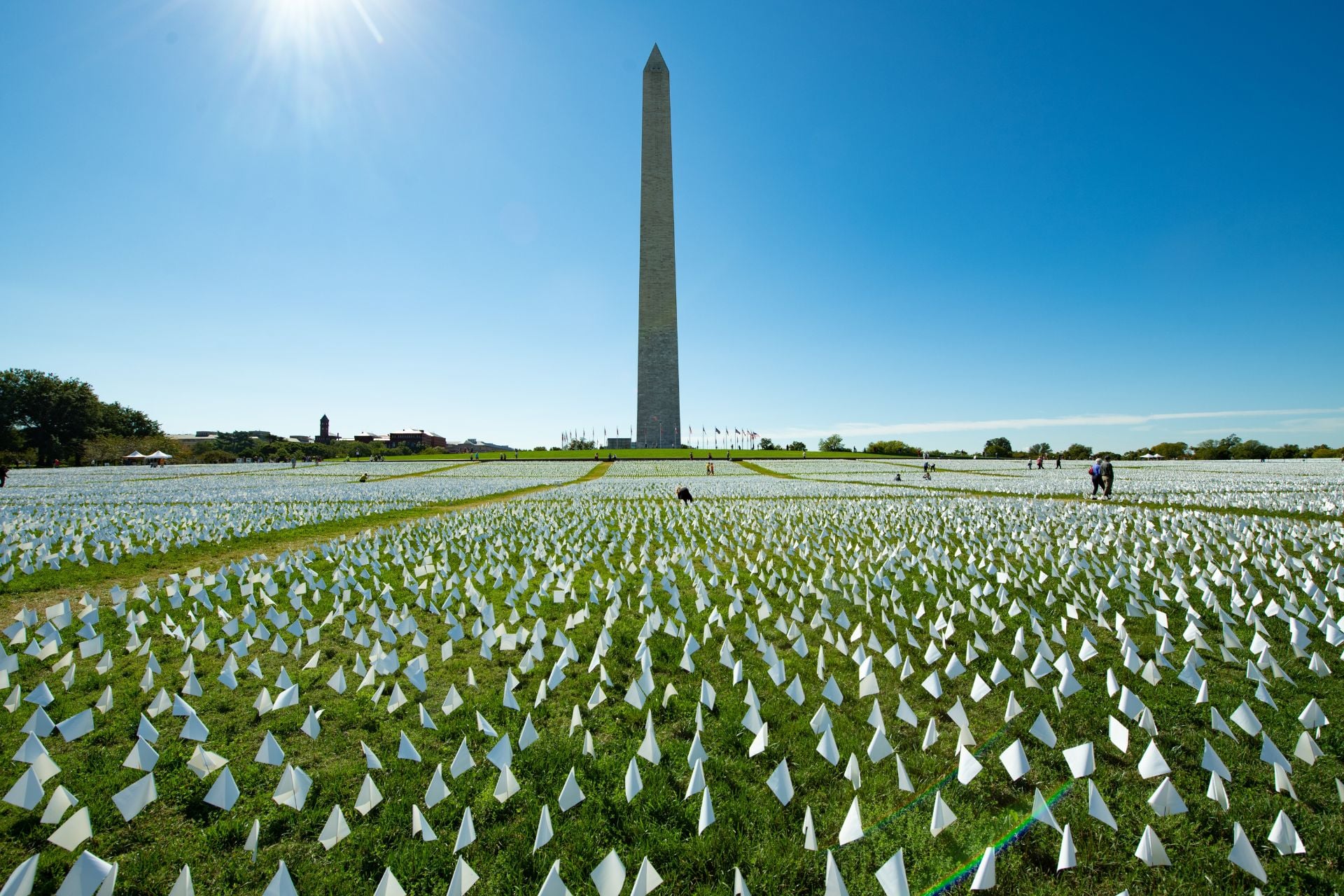 An art installation at the National Mall in Washington DC honoring victims of the pandemic. The installation was photographed here on October 1 2021.