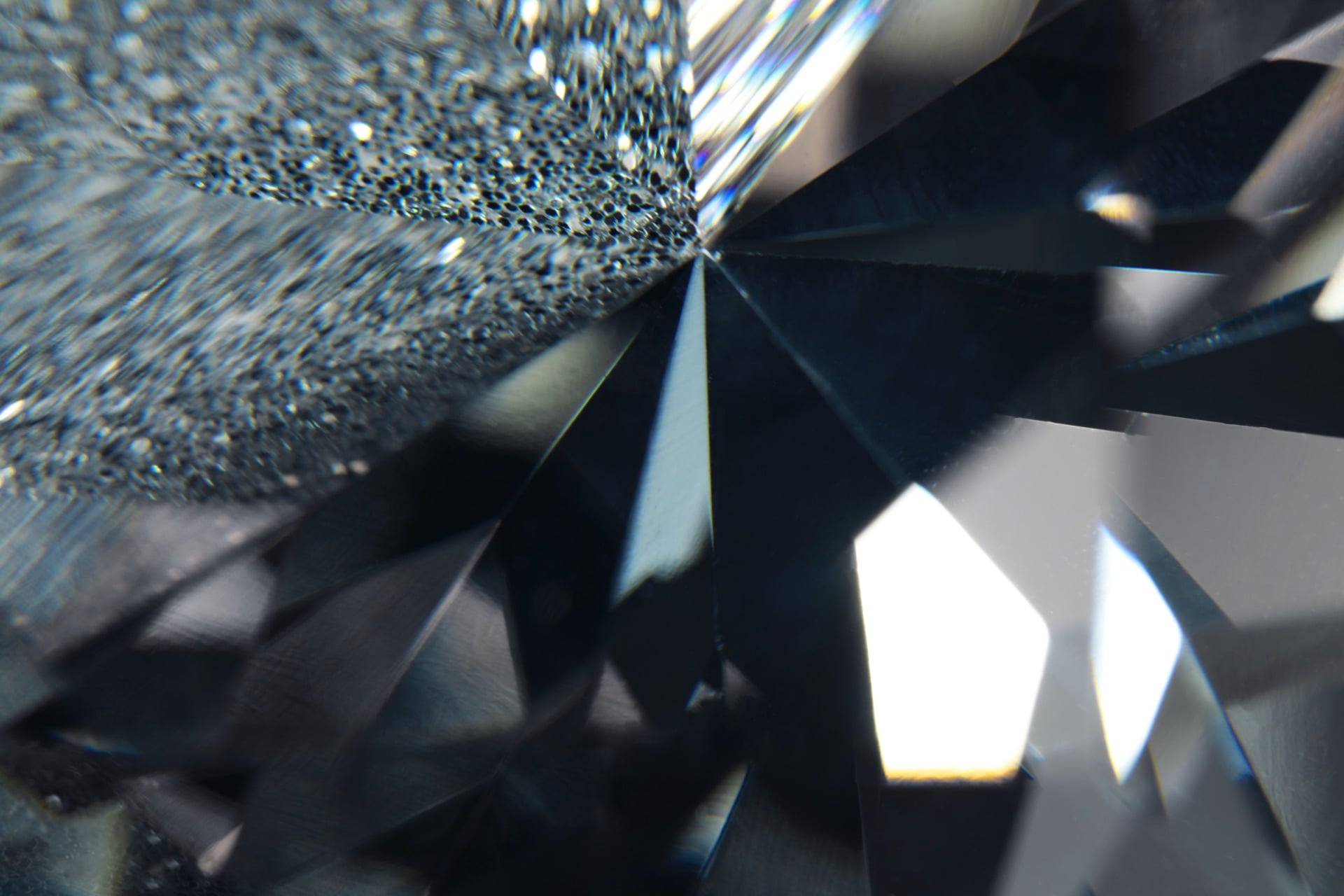 An extreme closeup of a diamond crystal.