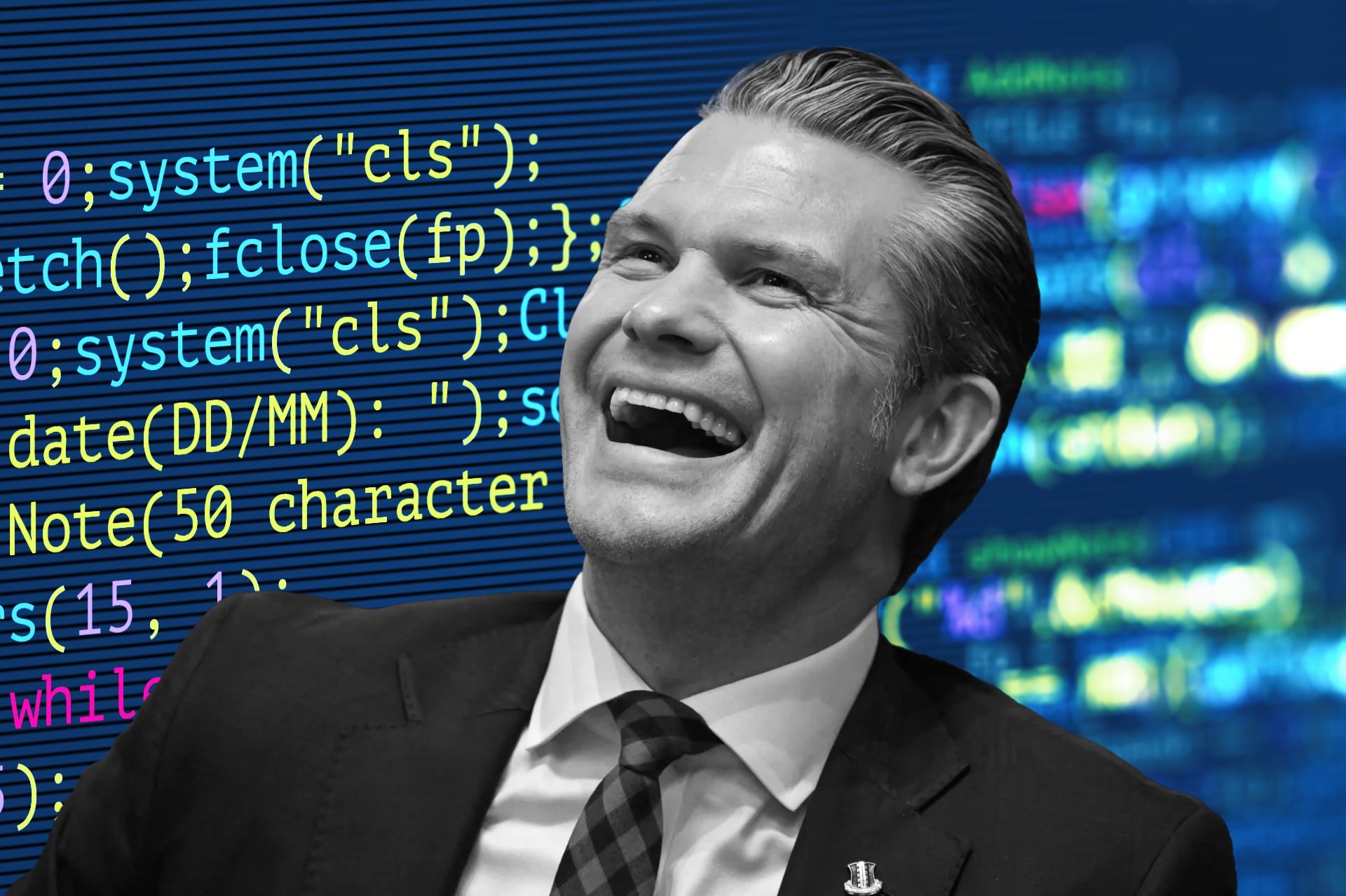 Secretary of Defense Pete Hegseth laughs during a Cabinet Meeting hosted by President Donald Trump in the Cabinet Room of the White House in Washington, DC on December 2, 2025. 