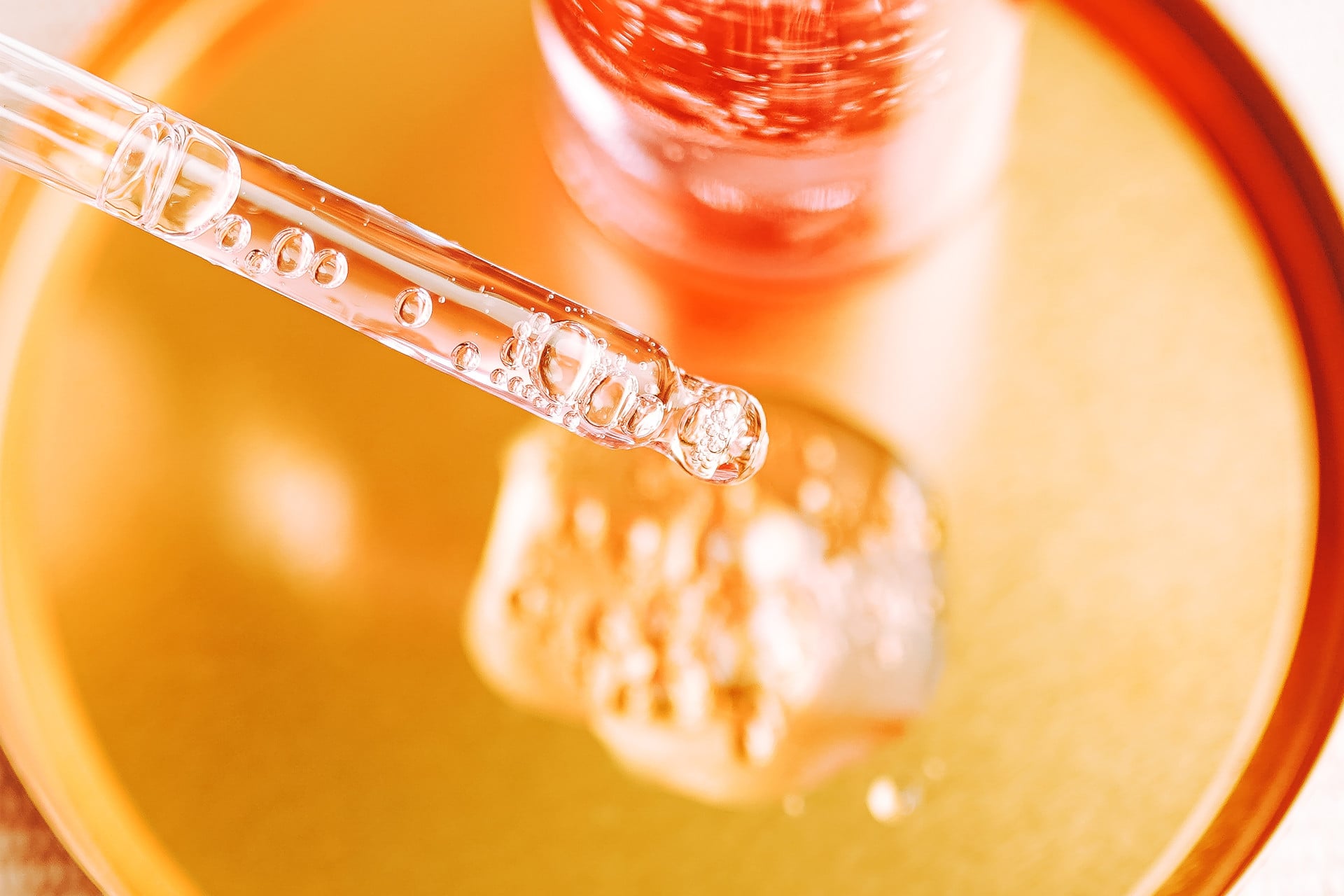 Above, peptides in a pipette.