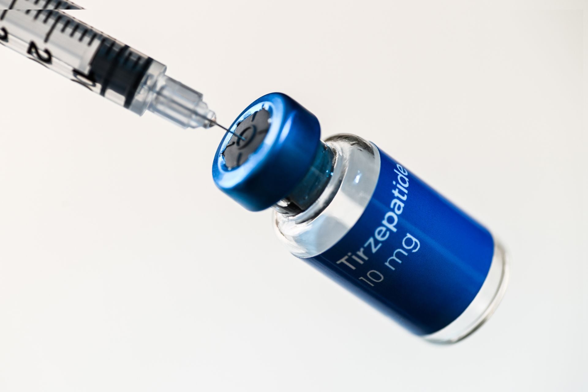 A vial containing the GLP-1 drug tirzepatide.