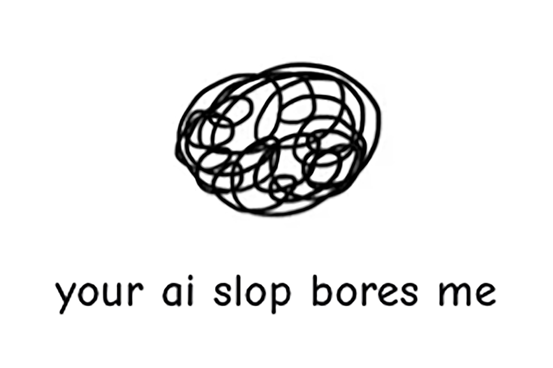 Logo for Your AI Slop Bores Me. Done in the style of the "butthole" logos often used by AI companies.