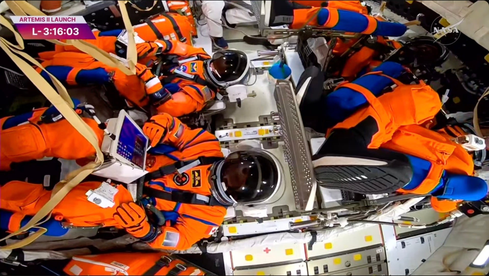 Artemis 2 astronauts inside Orion