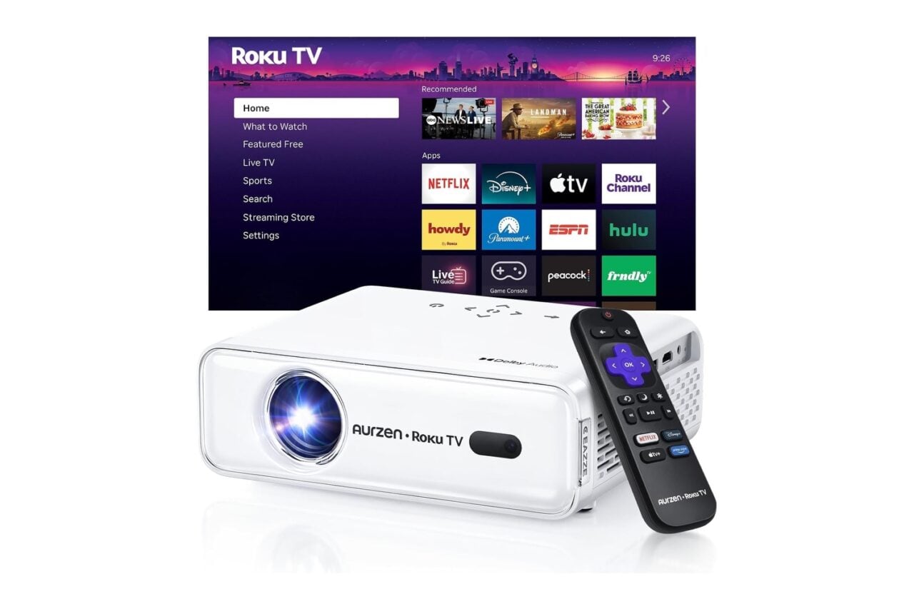 Aurzen Roku Tv Smart Projector With Wifi And Bluetooth