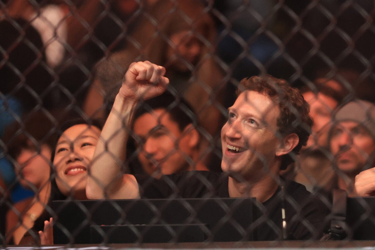 Mark Zuckerberg is seen at UFC 298 at Honda Center on February 17, 2024 in Anaheim, California.