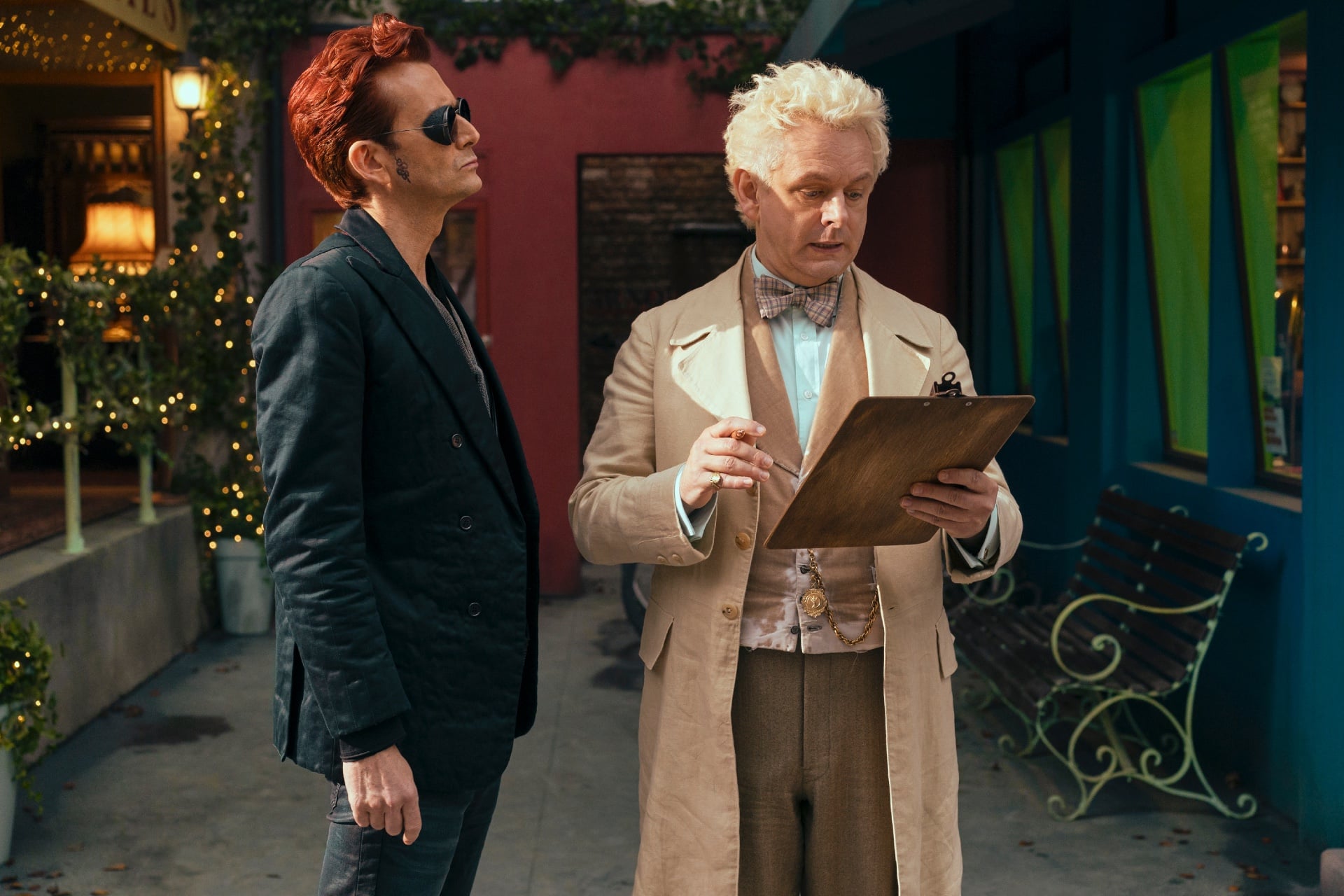 Crowley (David Tennant) and Aziraphale (Michael Sheen) in season two of 'Good Omens.'