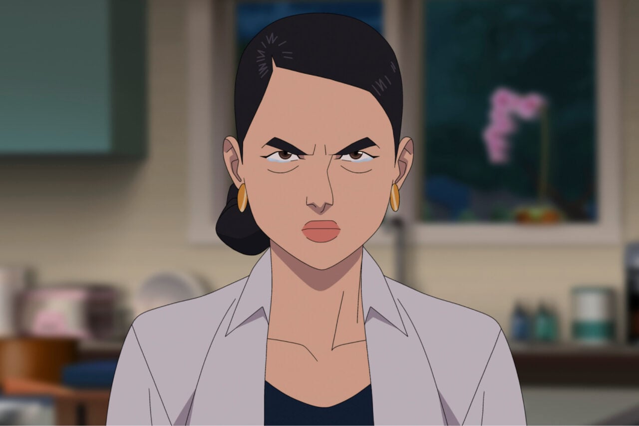 Invincible Season 4 still of Debbie holding back tears.