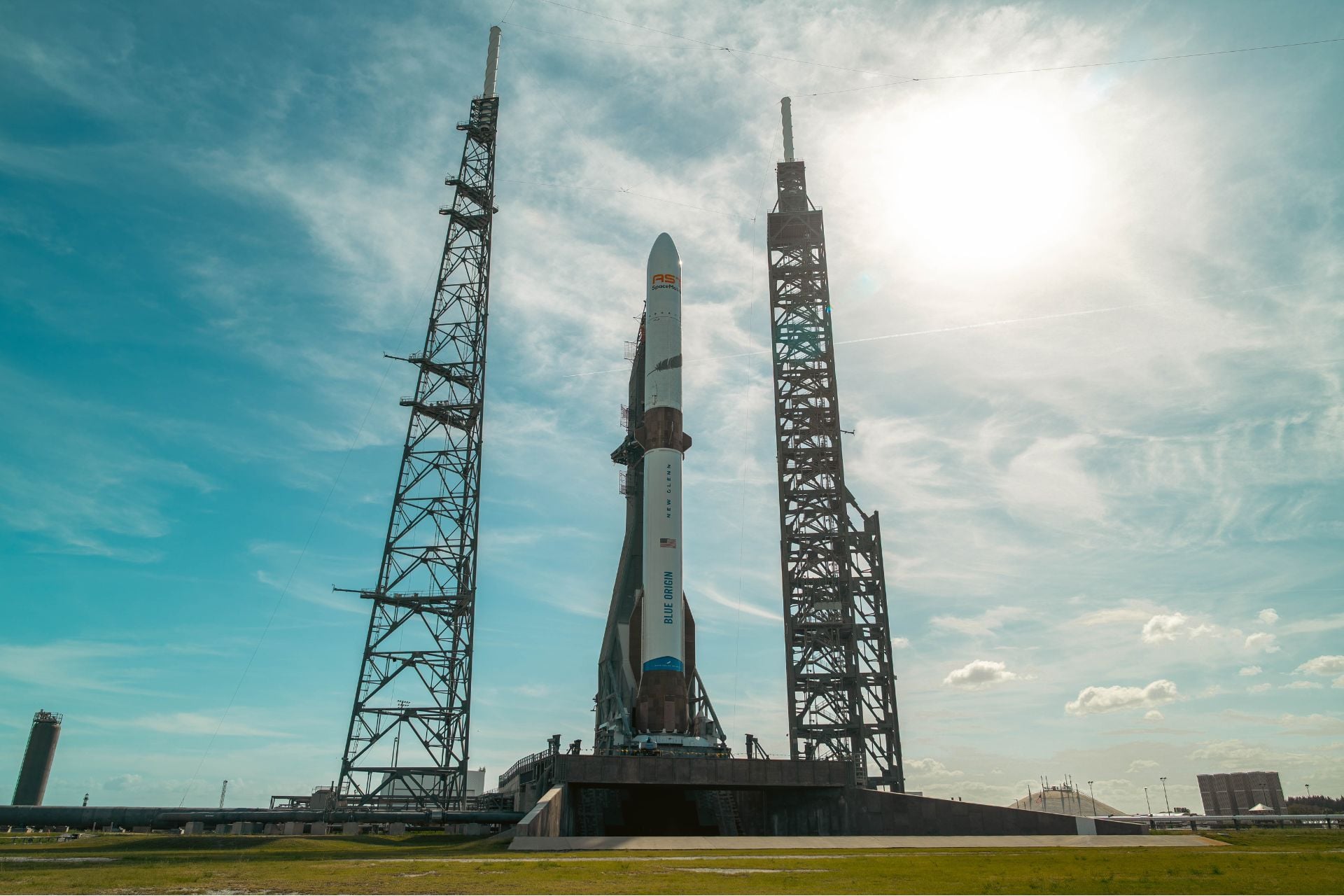 New Glenn on the launch pad at LC-36 ahead of the NG-3 mission on April 13, 2026