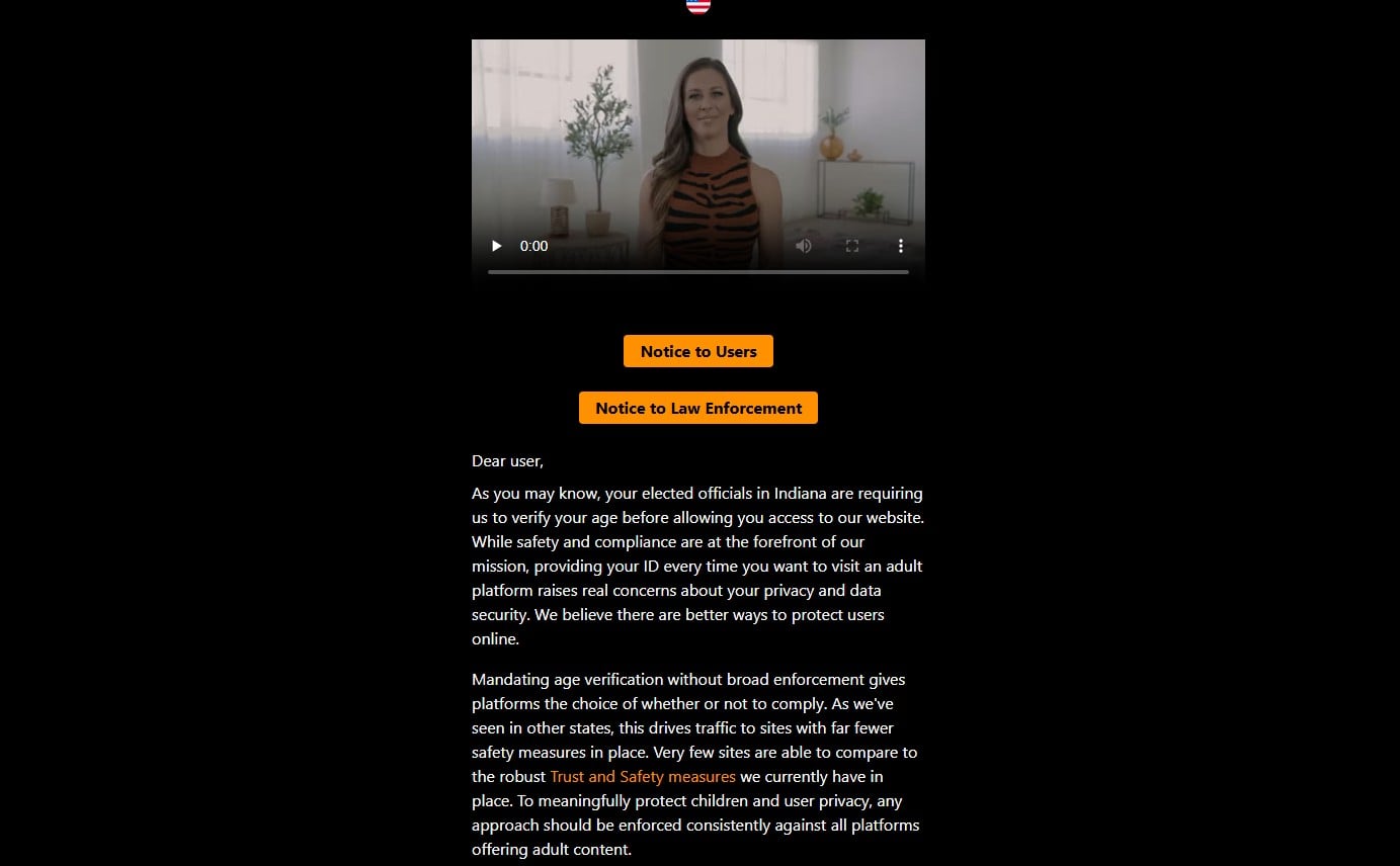 Pornhub Indiana Block