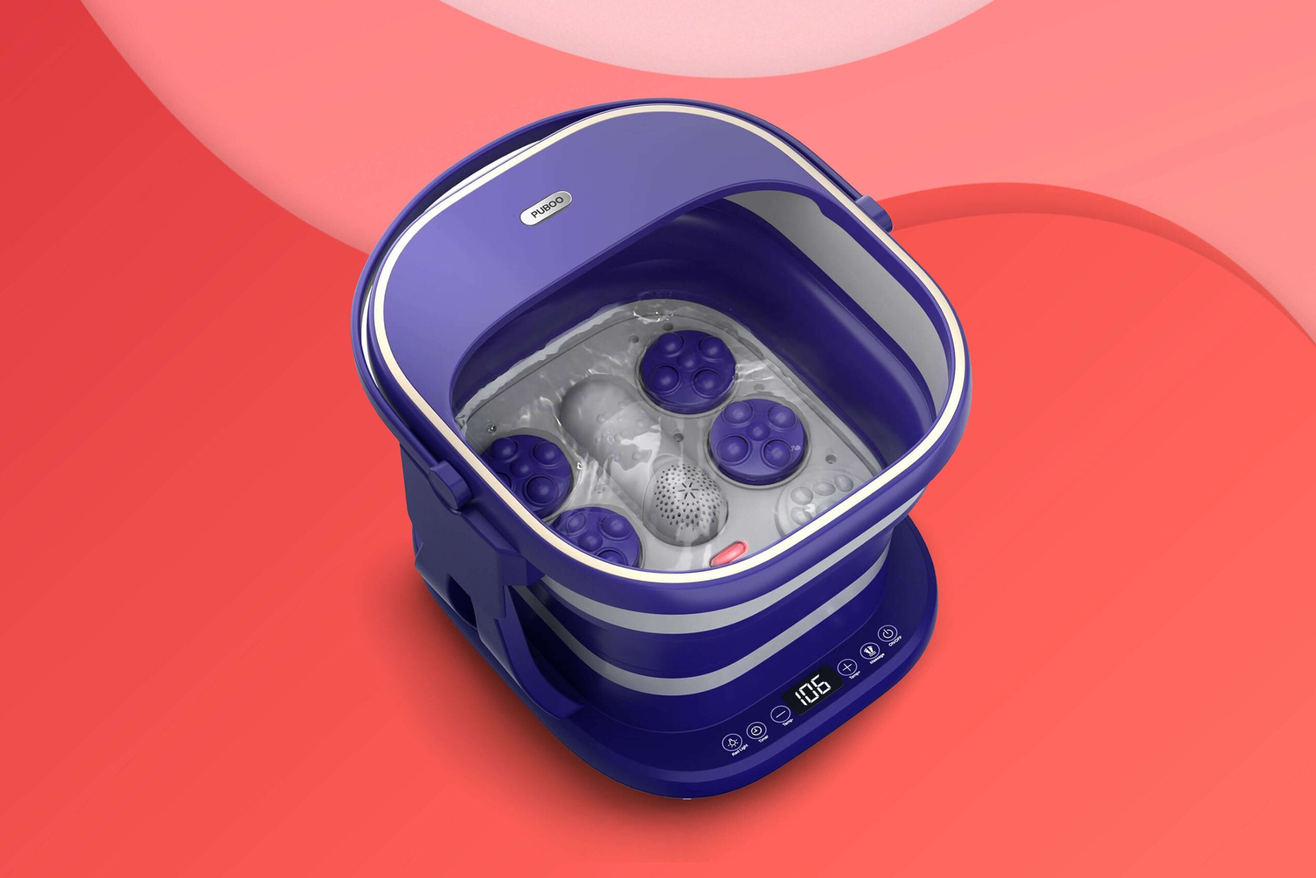 An illustration of the Puboo Collapsible Foot Spa.