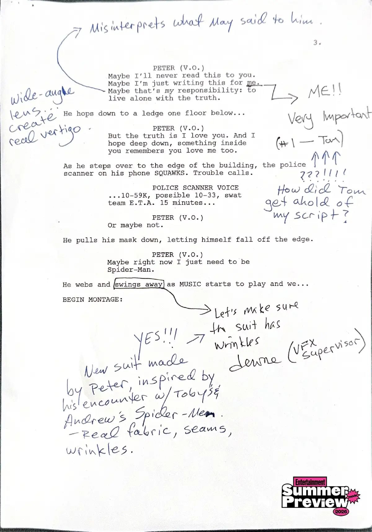 Roteiro do novo dia do Homem-Aranha 3