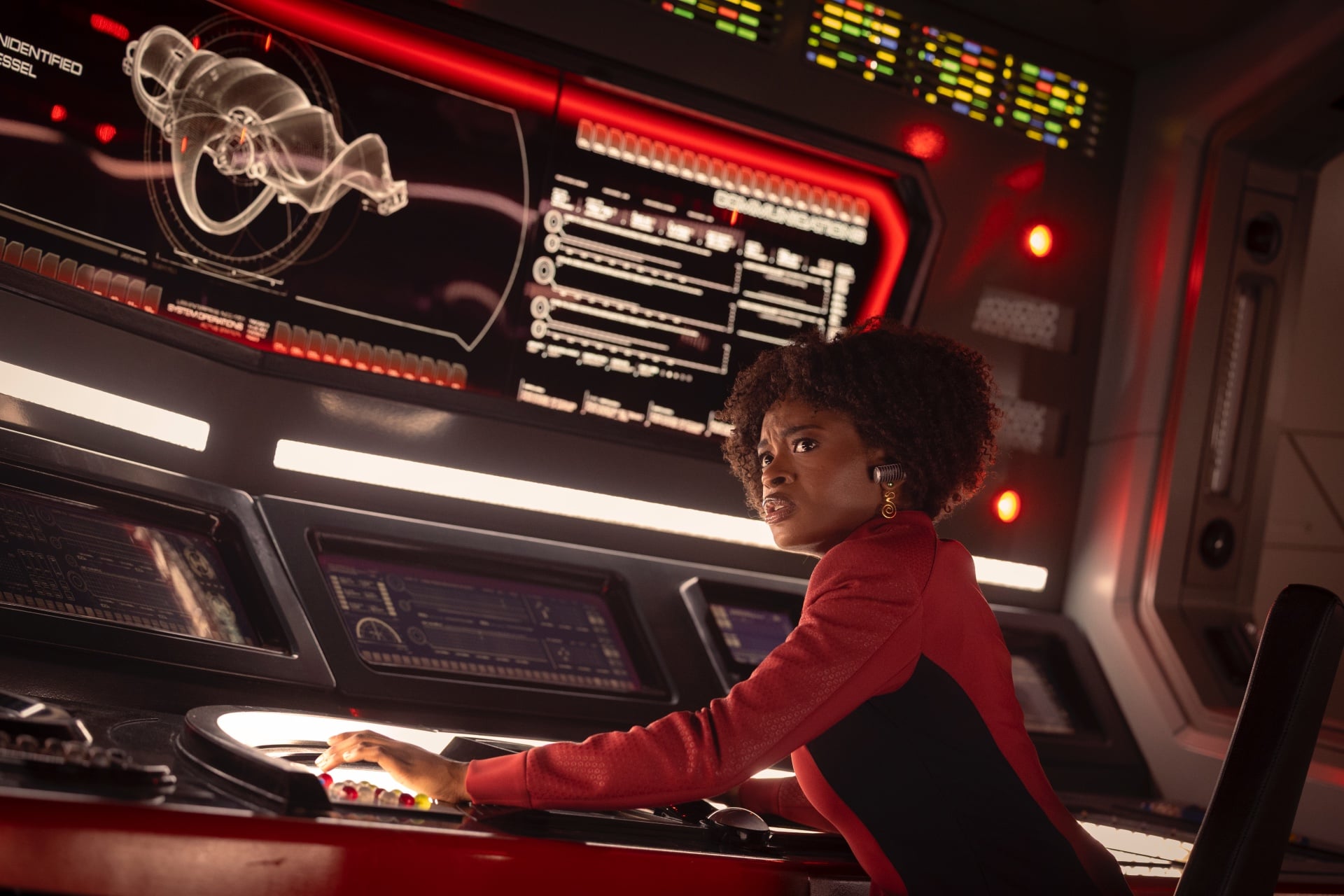 Celia Rose Gooding as Uhura in season four of 'Strange New Worlds.'