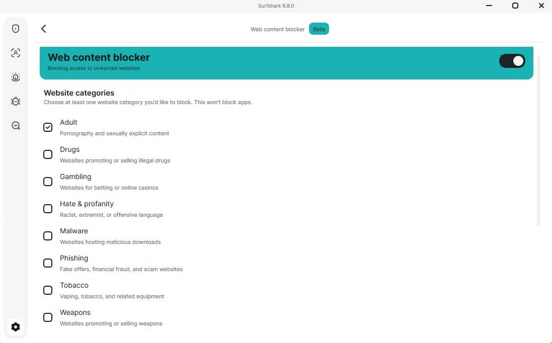 Surfshark Web Content Blocker