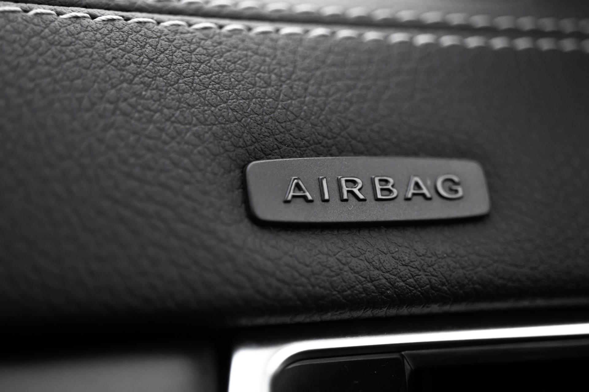 Safety Airbag Sign On Car, Luxury Sport Car Interior Background Photo