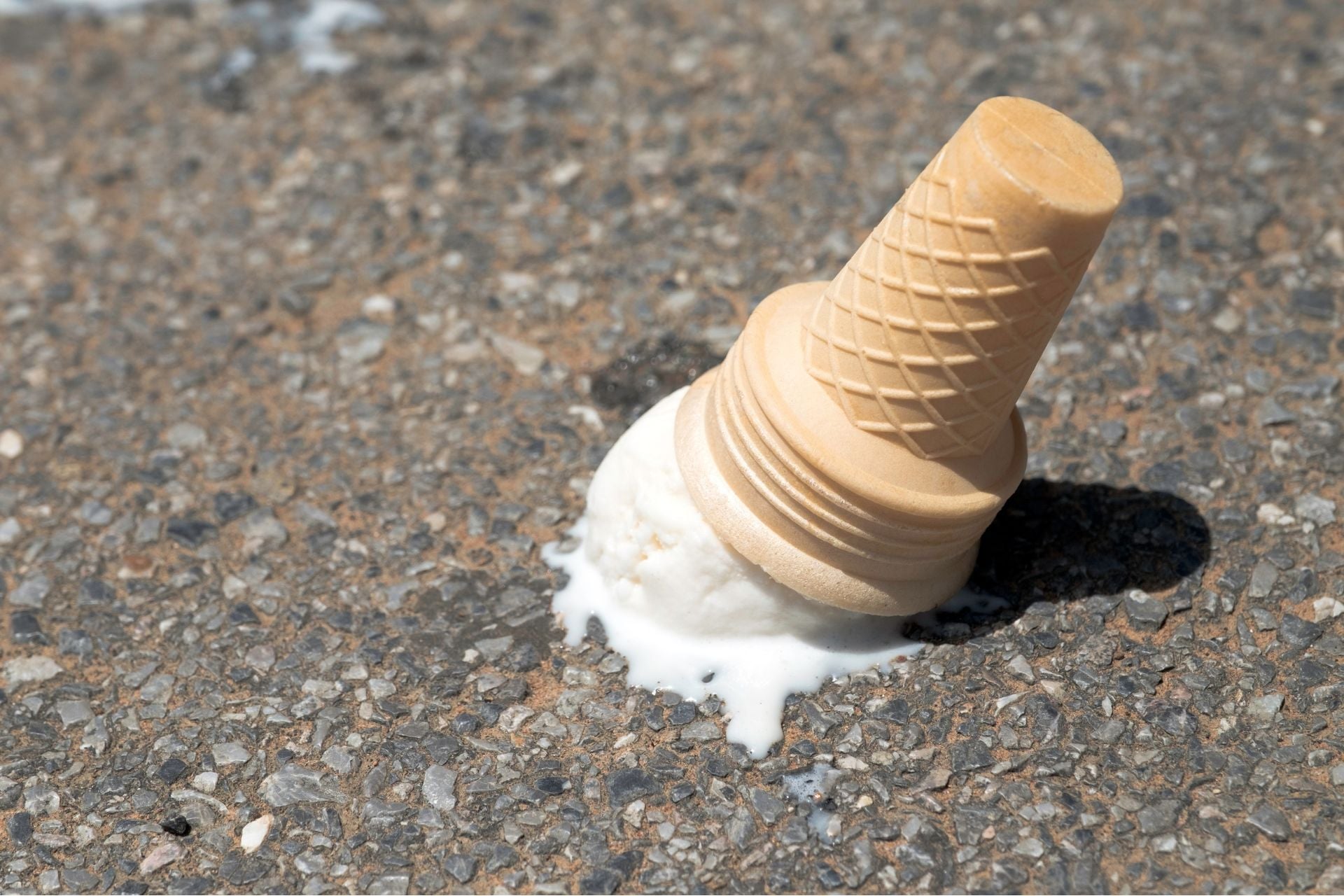 An ice cream cone meets its untimely end. 