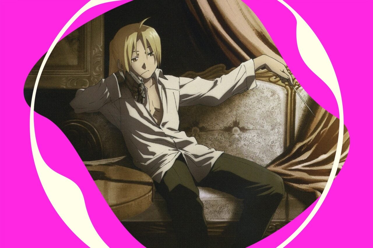 Fullmetal Alchemist Brotherhood soundtrack cover art of Edward lazing about on a couch.