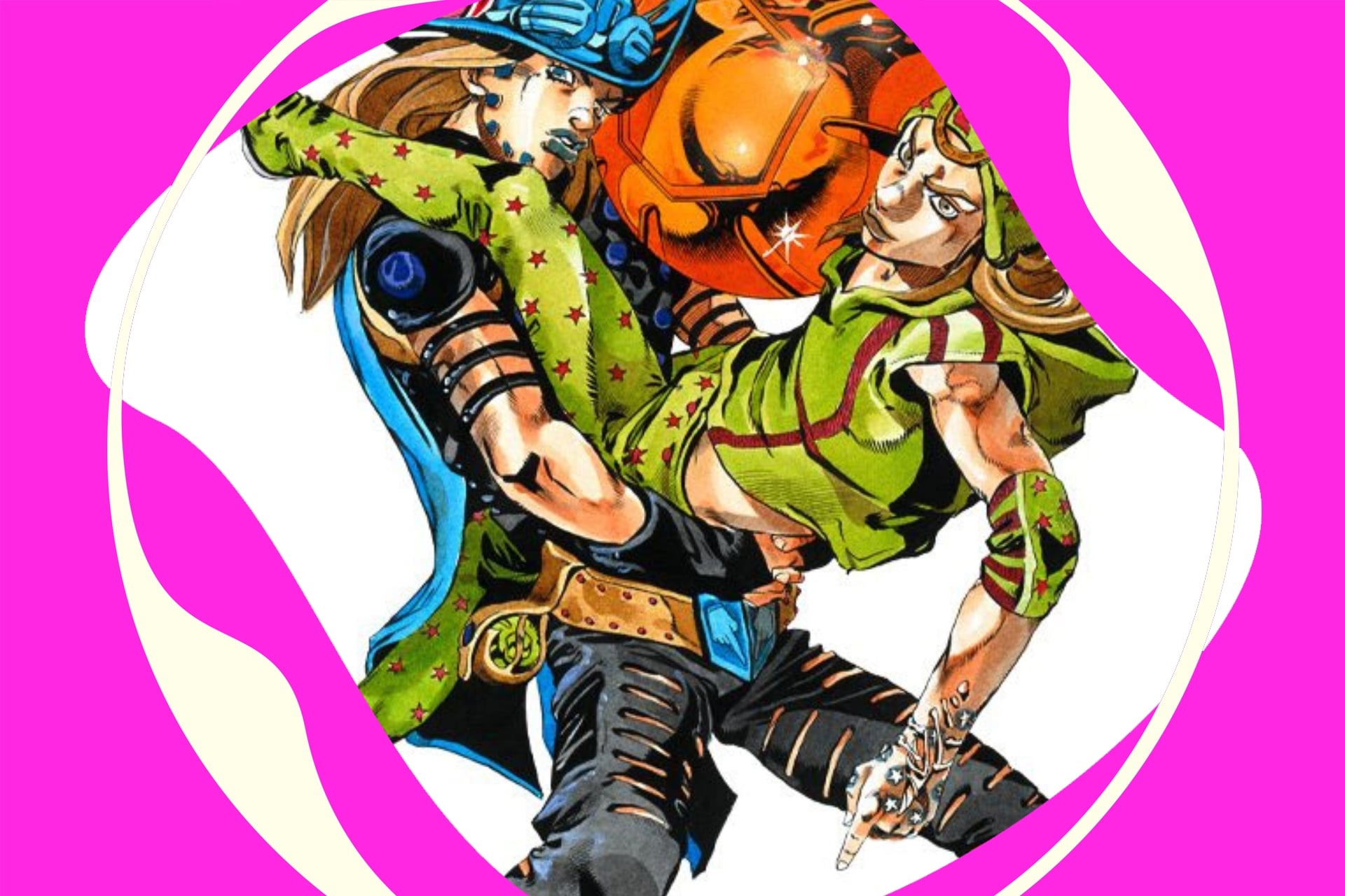 Jojo's Bizarre Adventure Steel Ball Run volume cover of Gyro holding Johnny.