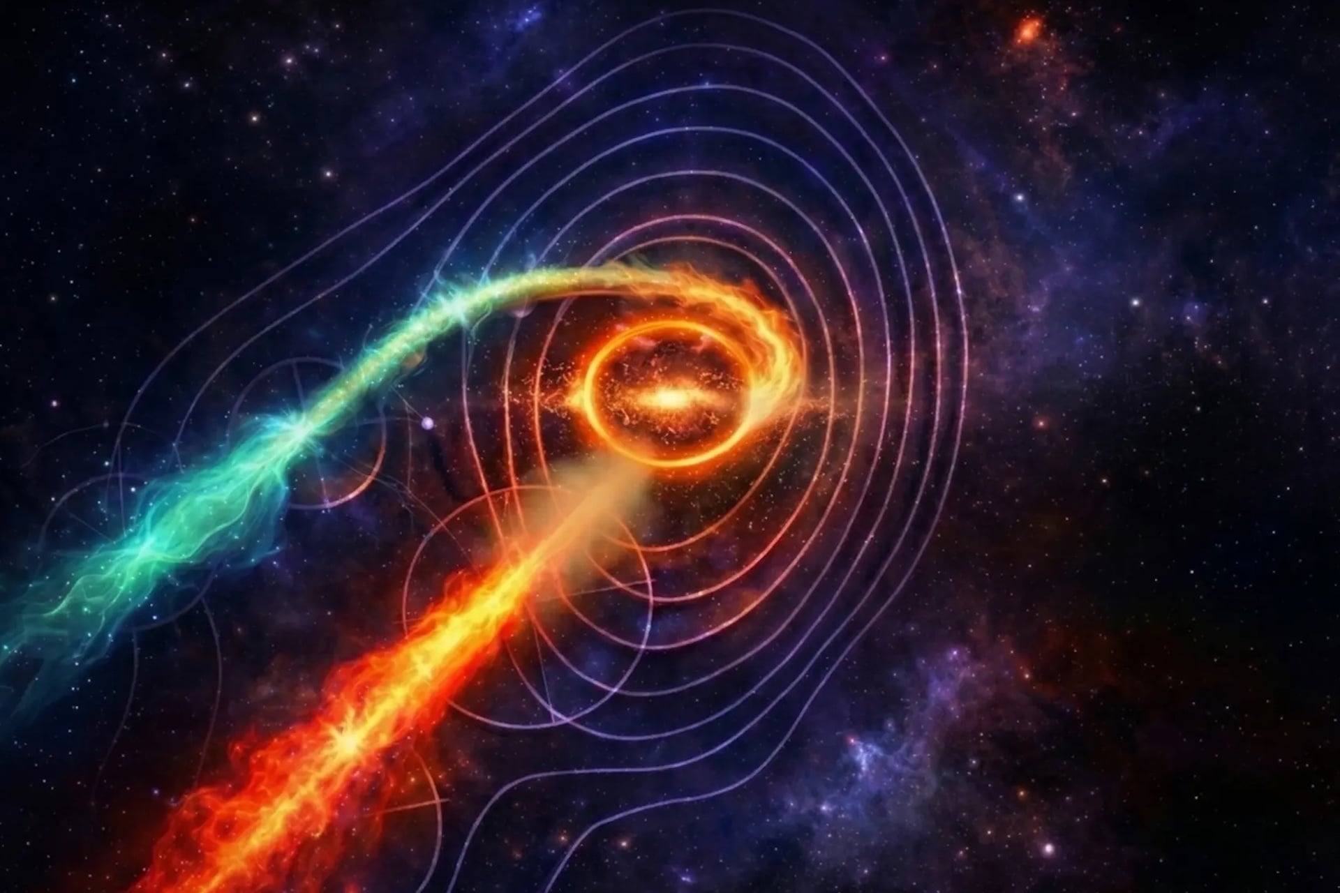 An artistic rendering of the center of the galaxy Markarian 501.