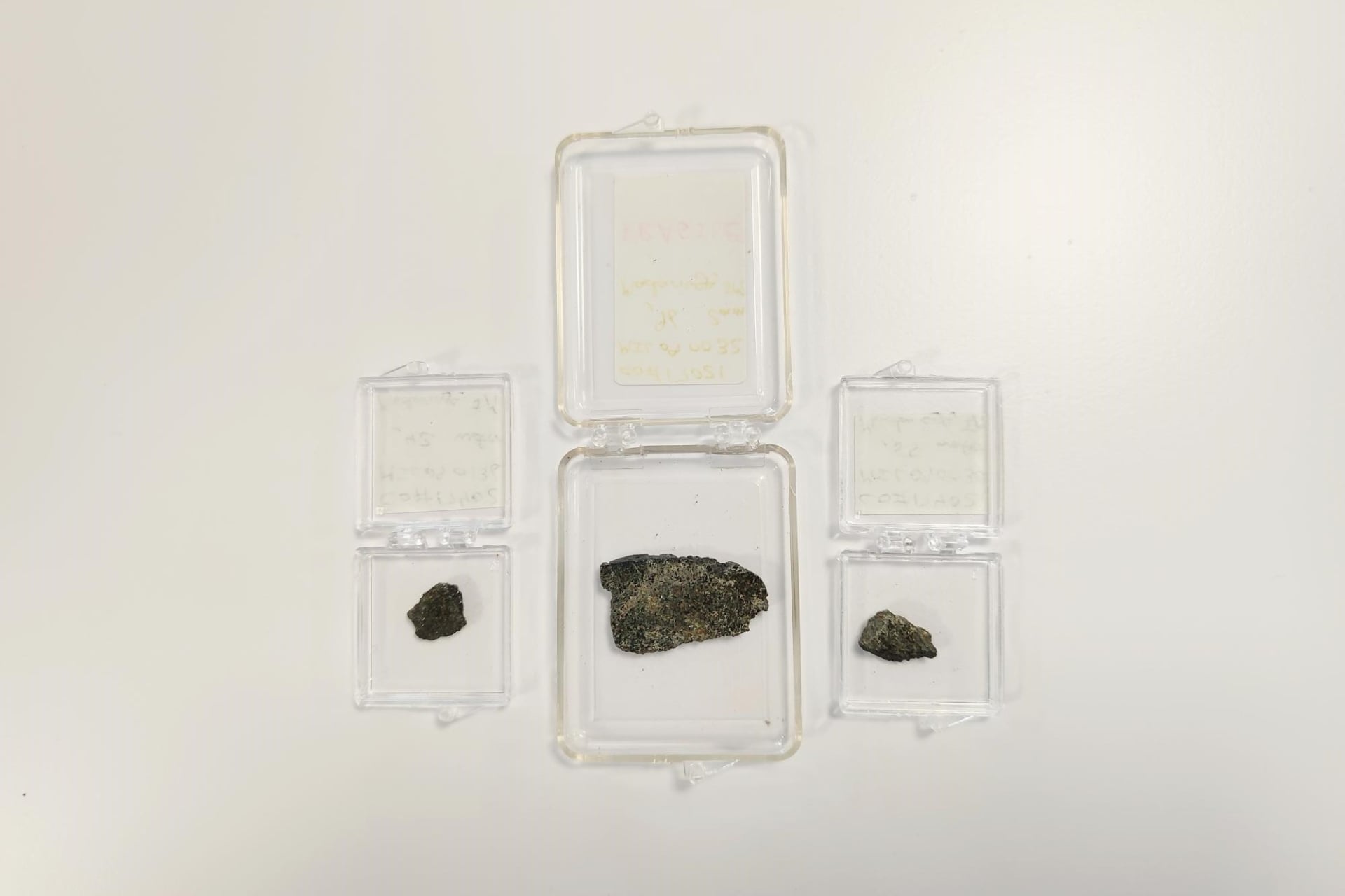 Meteorite samples from Mars and extraterrestrial places.