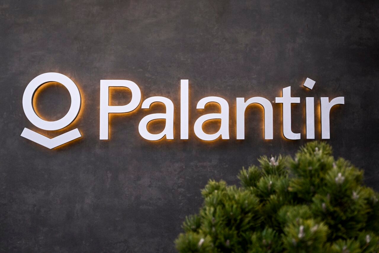 This photograph shows the logo of US big data analytics software company Palantir Technologies during the World Economic Forum (WEF) annual meeting in Davos on January 19, 2026.