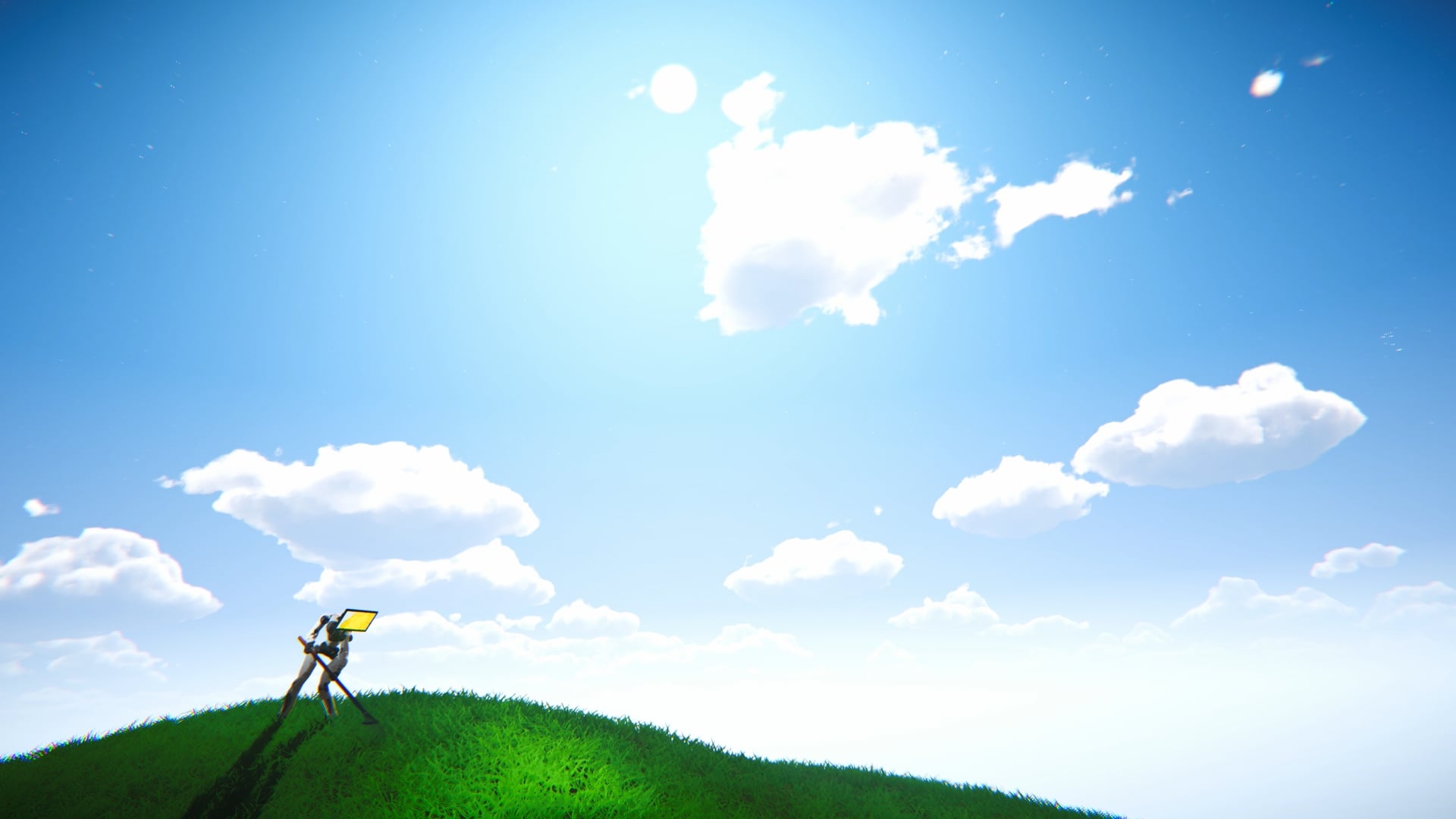 Prove You're Human still of a robot cleaming a field. 