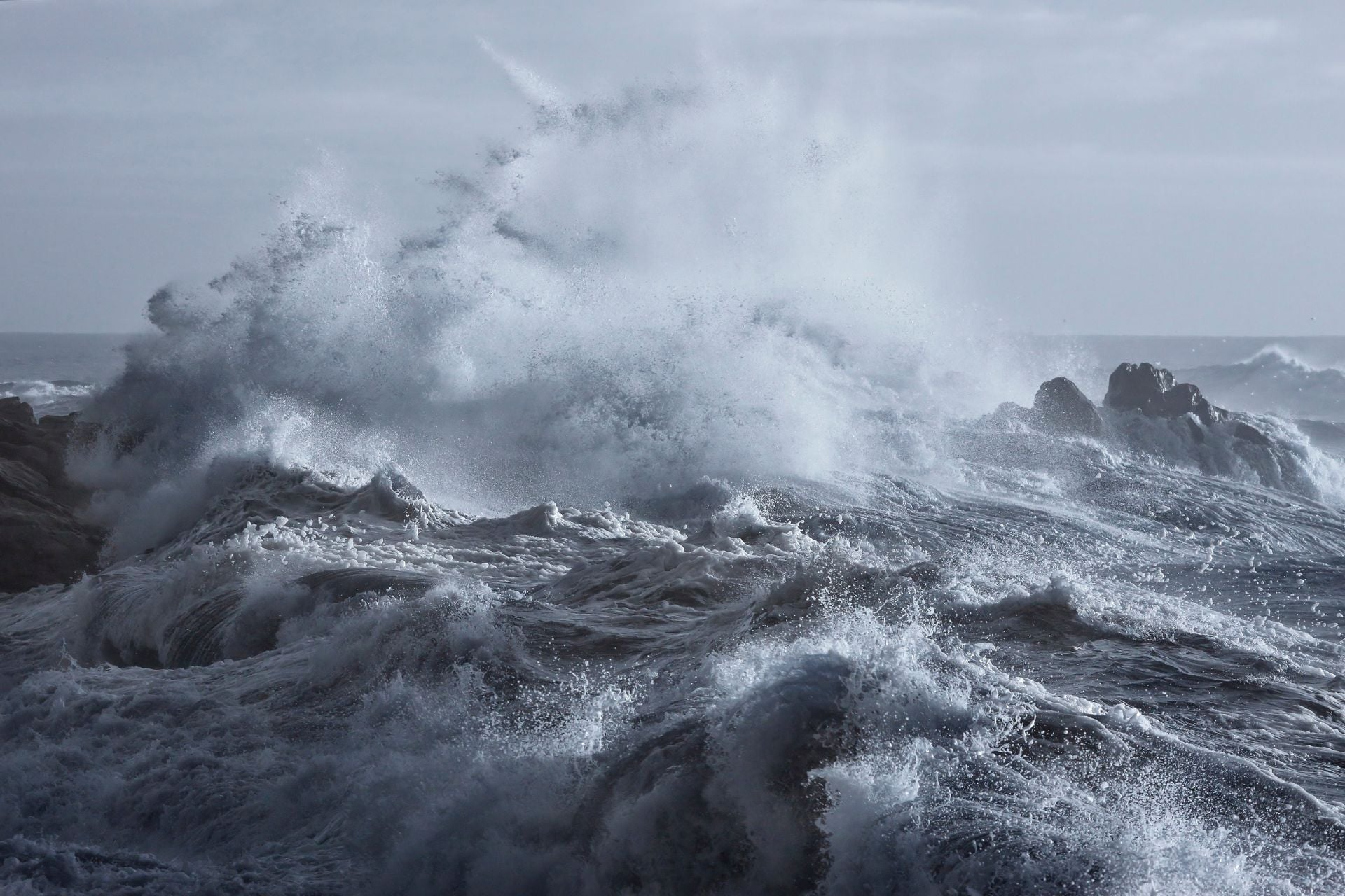 Rough sea on the rocky Atlantic coast of northern Portugal