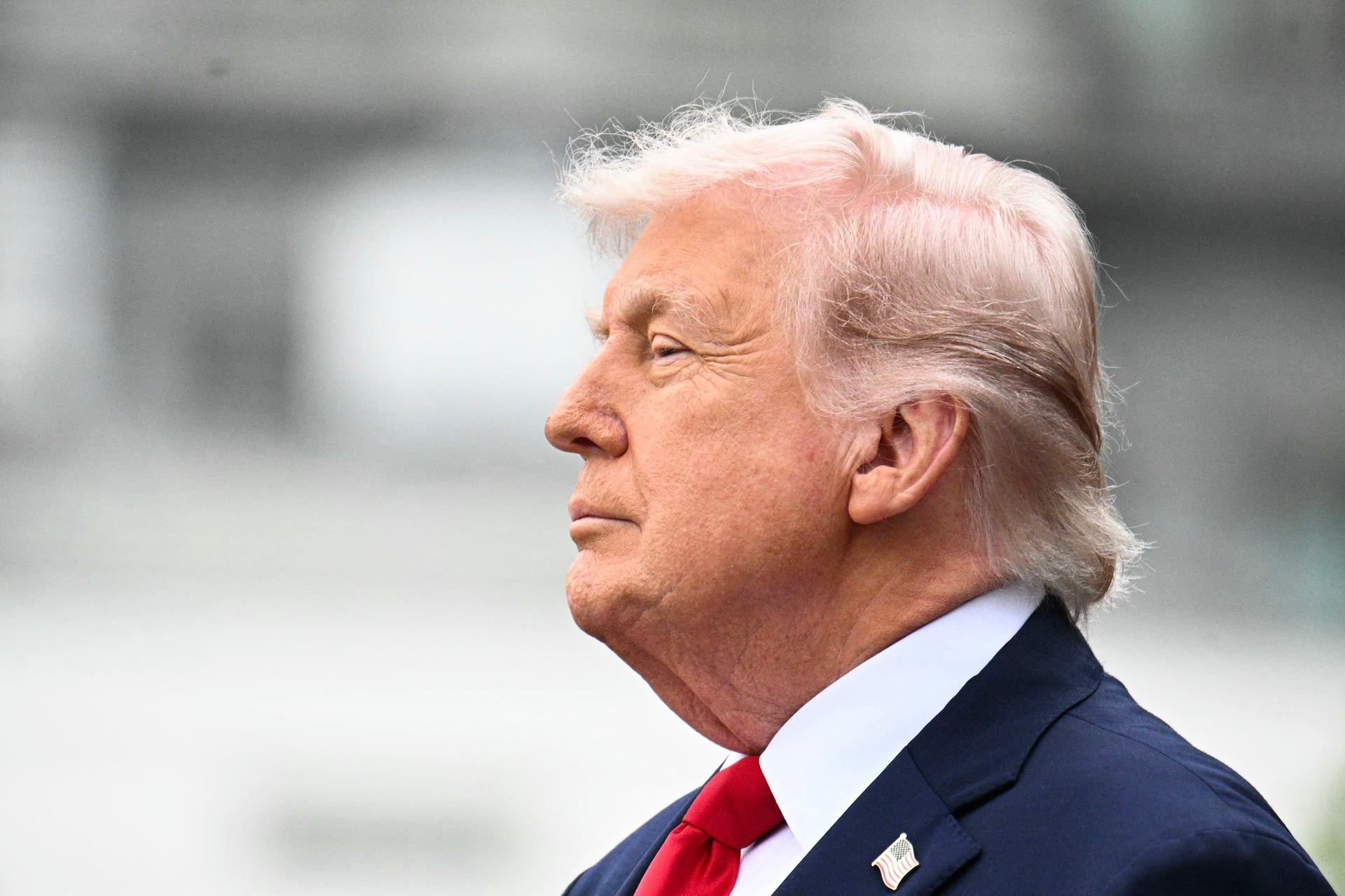 President Donald Trump look on during an arrival ceremony on the South Lawn of the White House in Washington, DC, on April 28, 2026. 