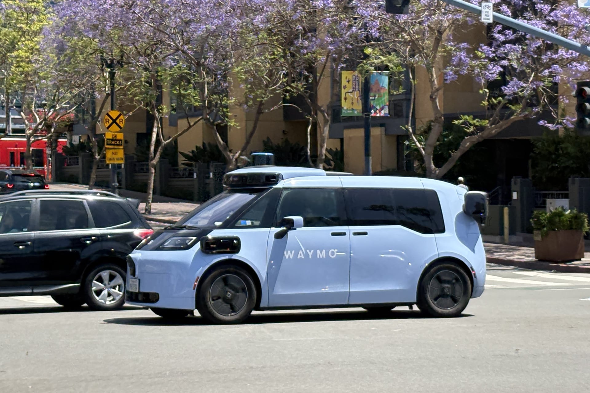 Waymo vehicle being tested in San Diego, California, on April 19, 2026. 