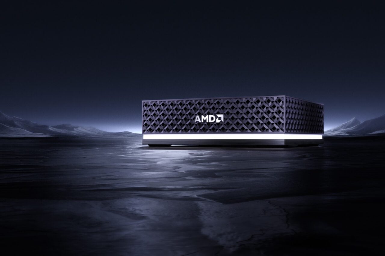 Amd Ryzen Ai Halo device on a black bacground