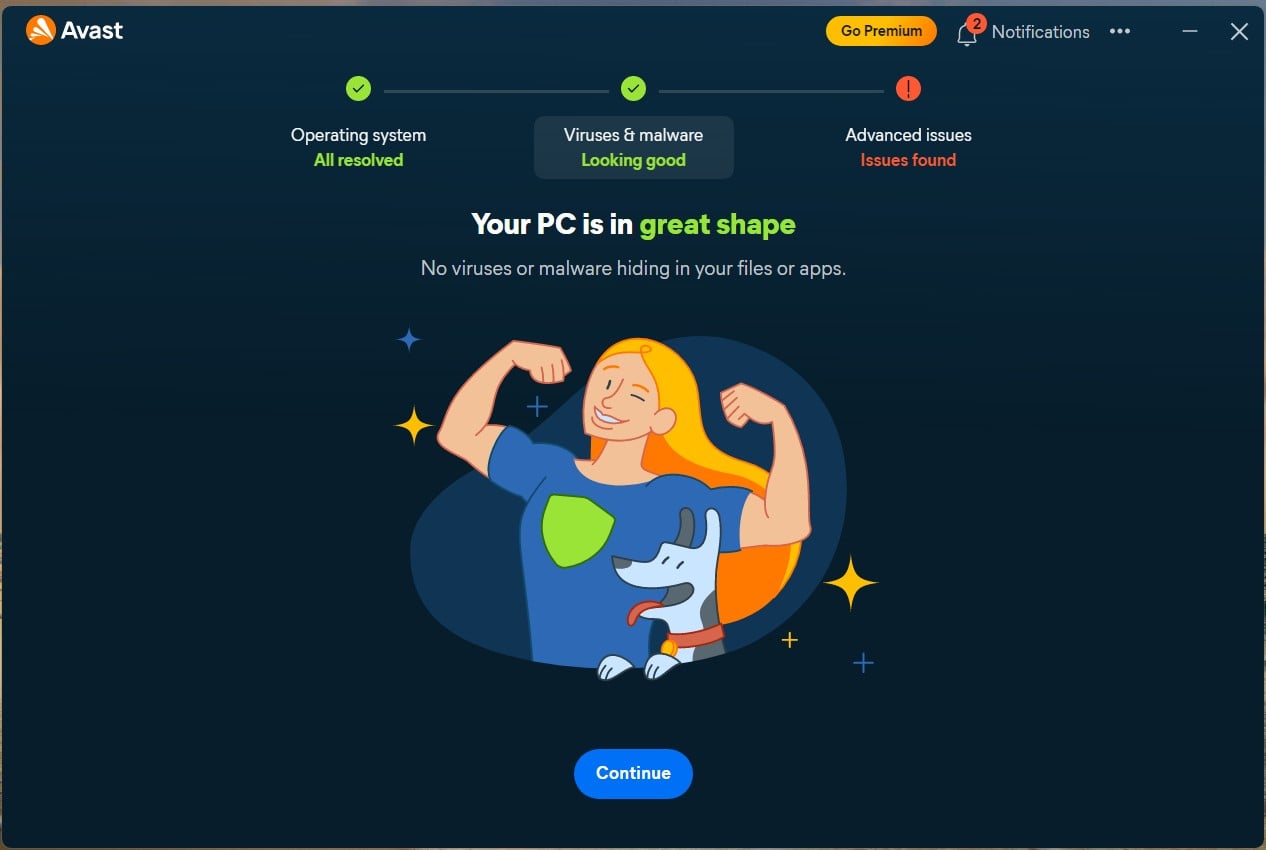 Avast status window