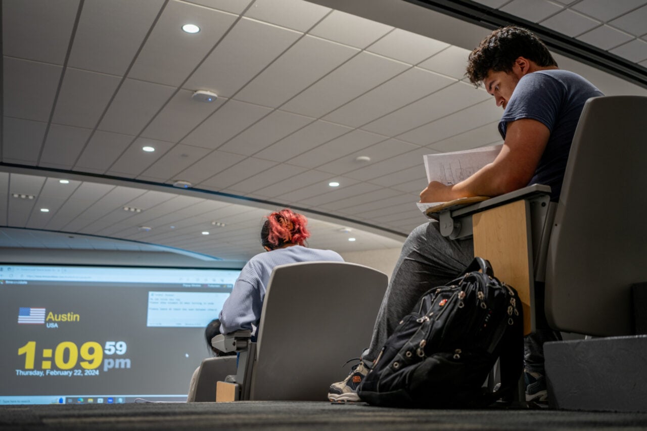 Students taking an exam