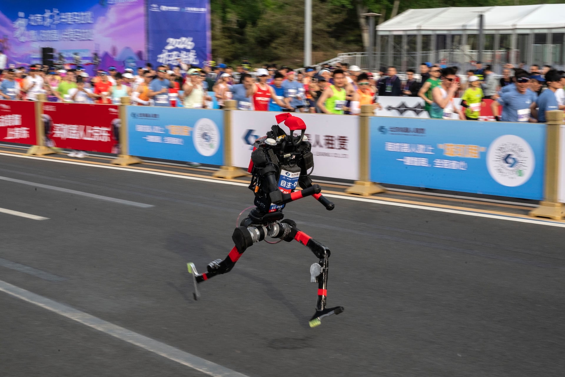 A robot running in Beijing's Humanoid Half Marathon