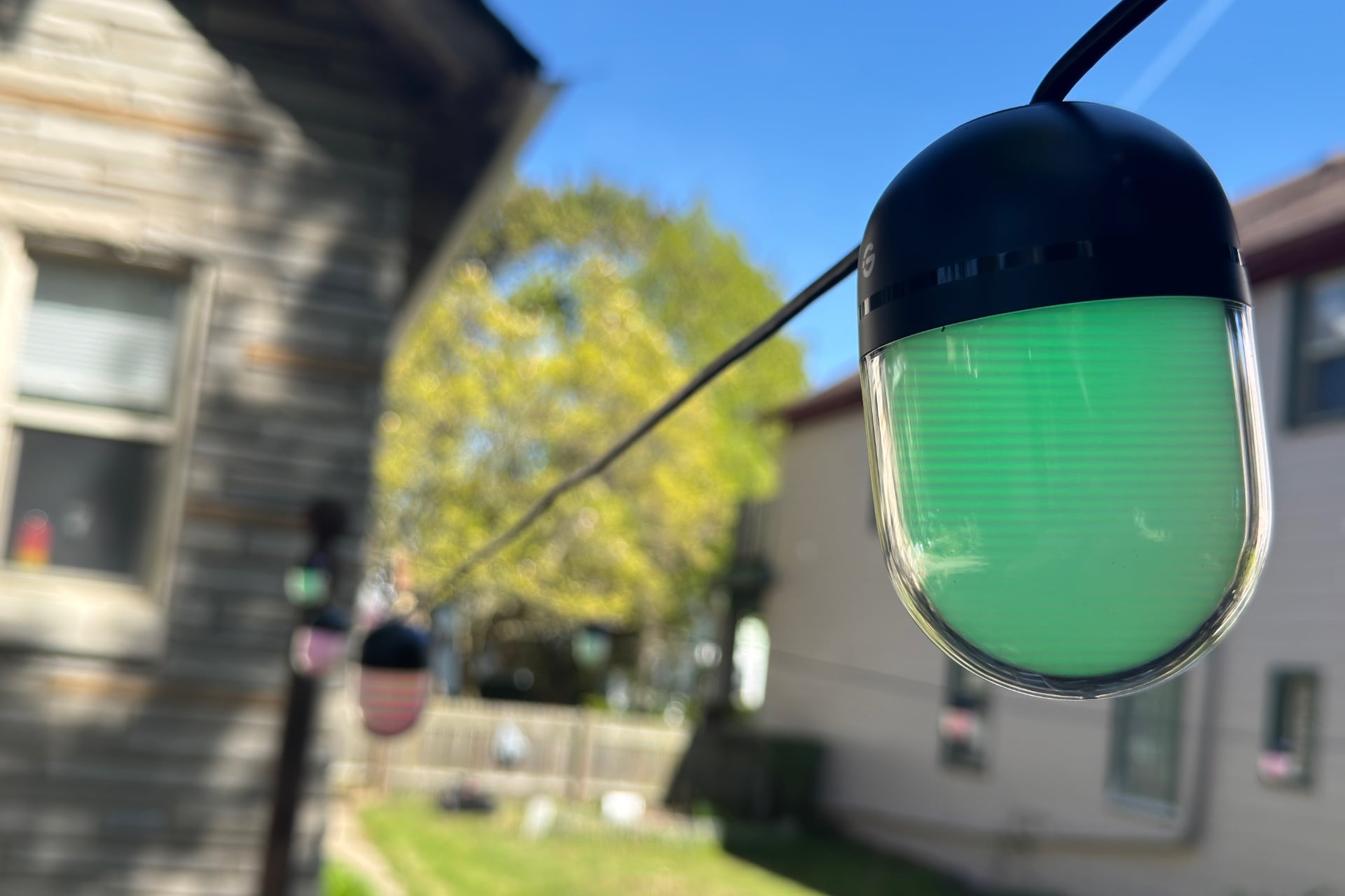 One of Govee's bulbs showing a green color by day.