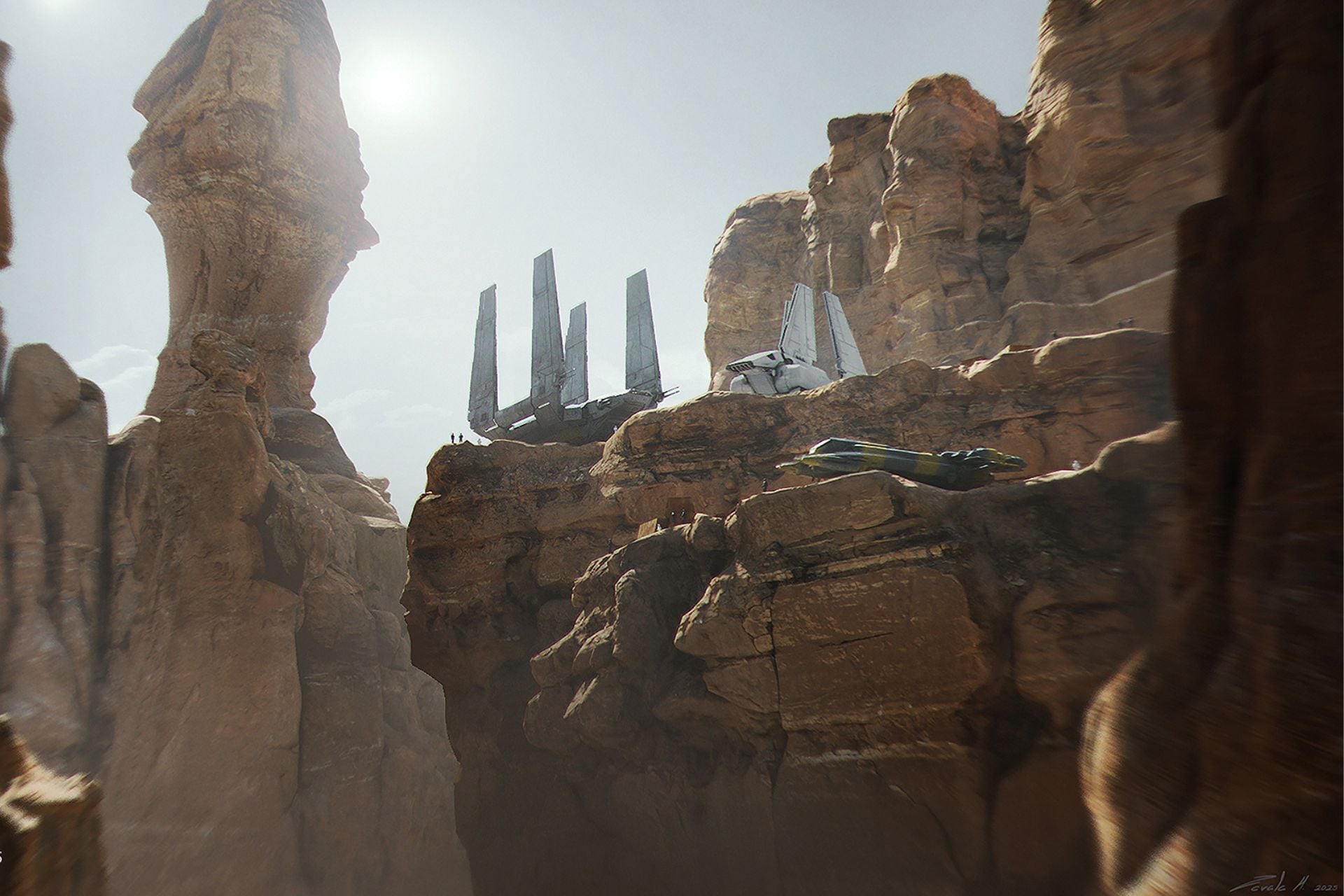 Millennium Falcon Smugglers Run Tatooine Concept Art 1