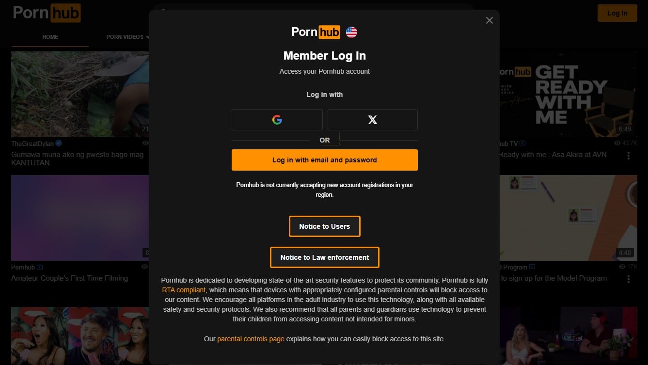 Pornhub Idaho Blocked Login