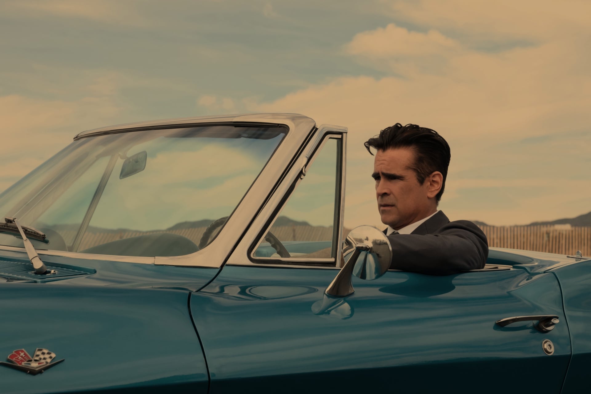 Sugar (Colin Farrell) and his beloved Corvette Stingray.