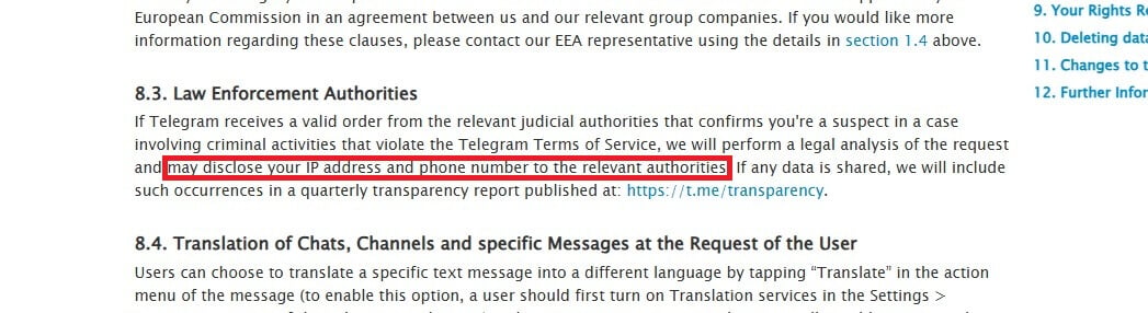 Telegram Privacy Policy