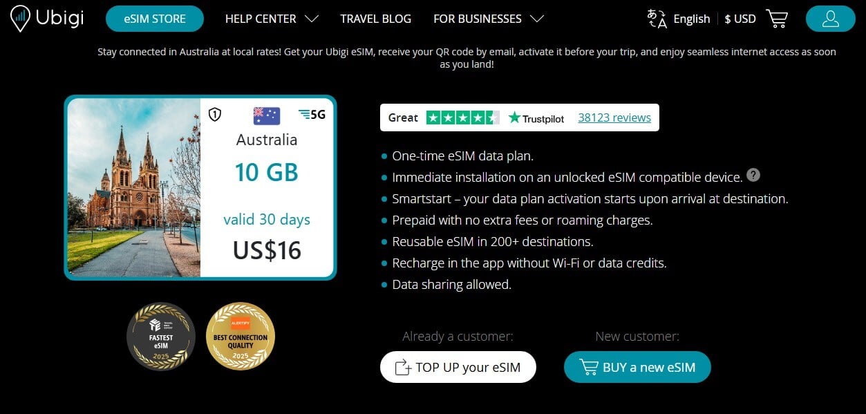 Ubigi Australia Esim