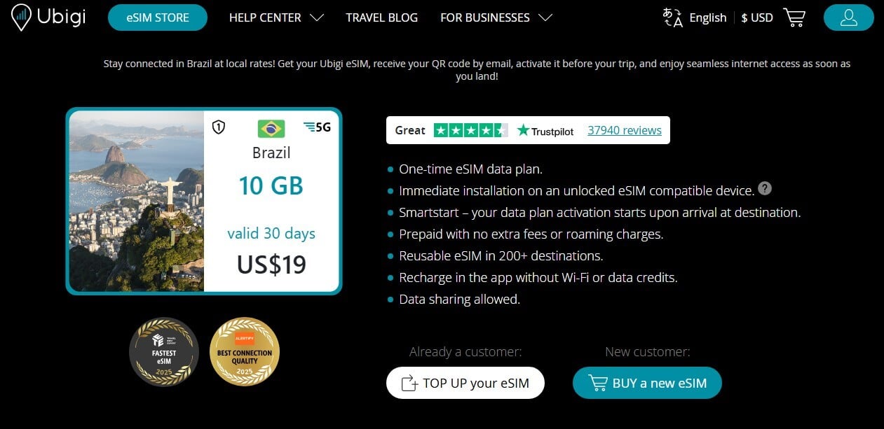 Ubigi Brazil Esim