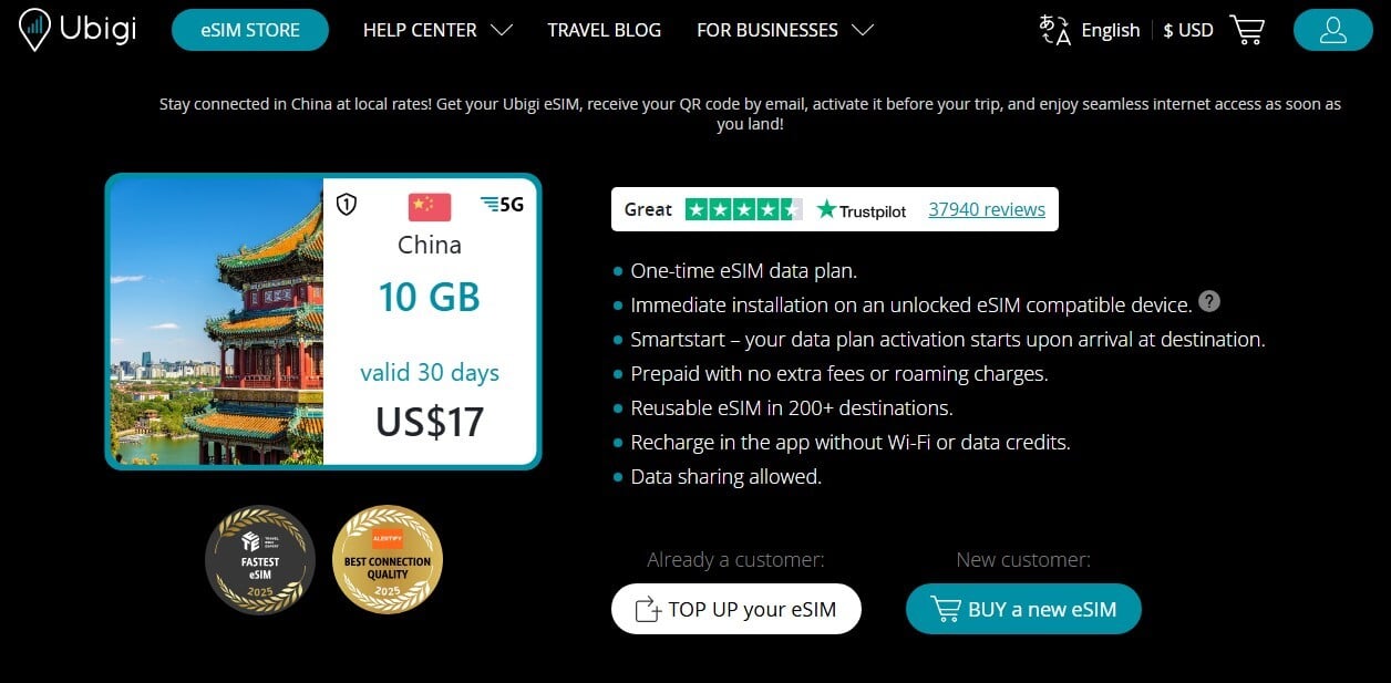 Ubigi Esim China