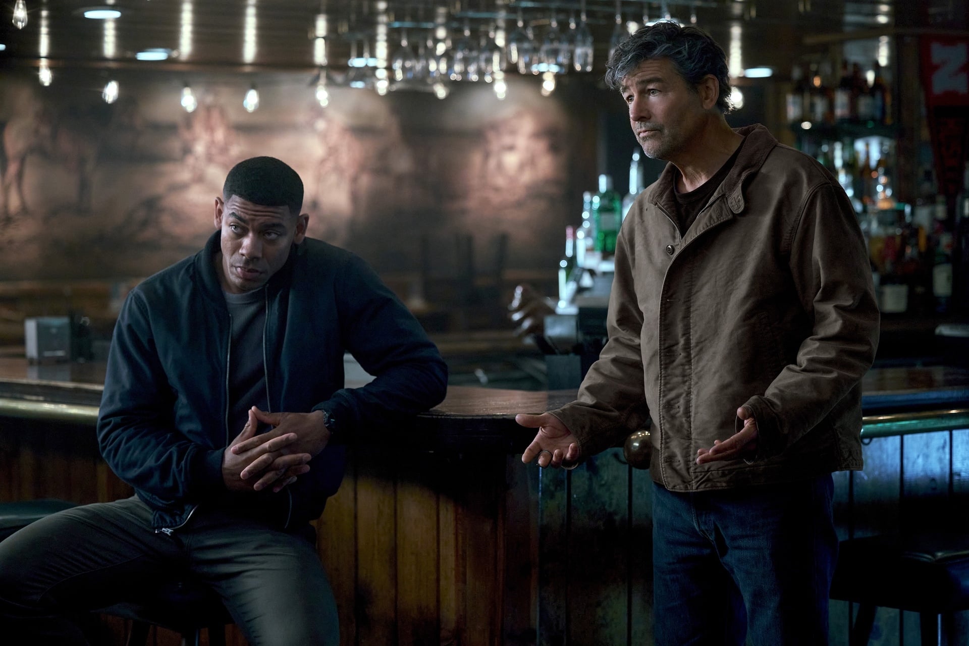 Aaron Pierre and Kyle Chandler in 'Lanterns.'