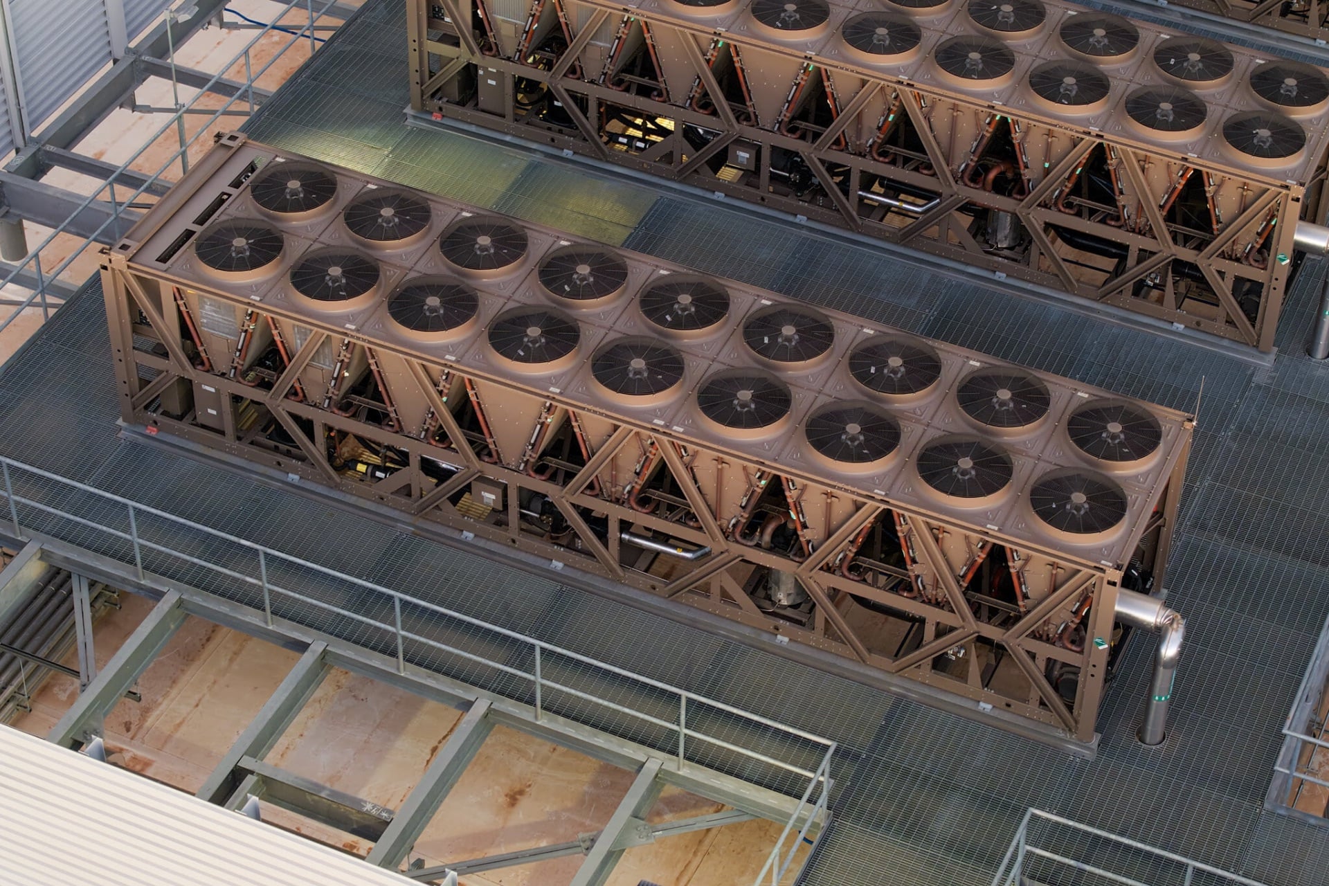 A cooling tower on top of a data center in Mesa, Arizona. 