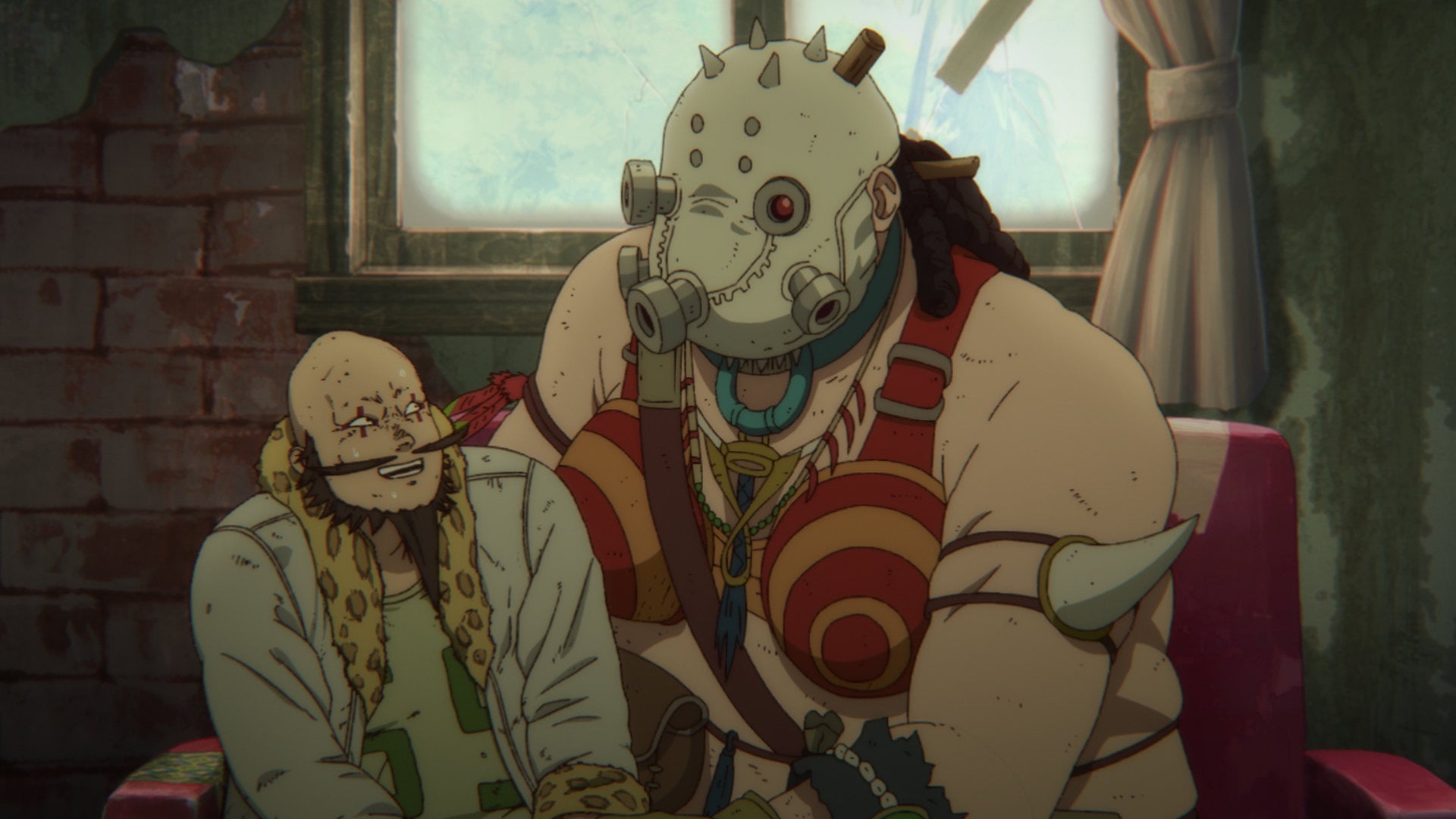 Dorohedoro still of a giant woman carrying Ushishimada.