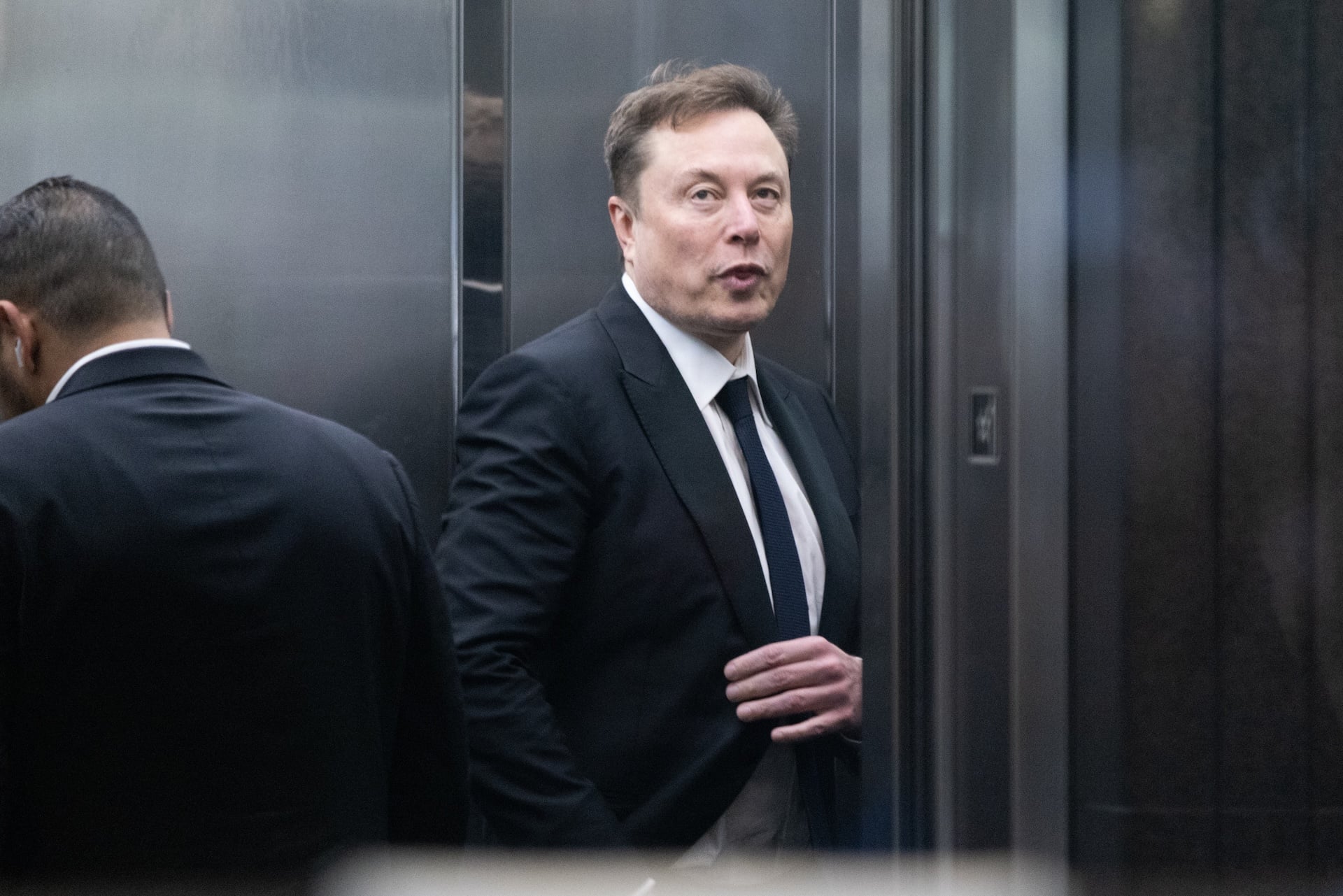 Elon Musk arrives to court at the Ronald V. Dellums Federal Building on April 30, 2026 in Oakland, California. 