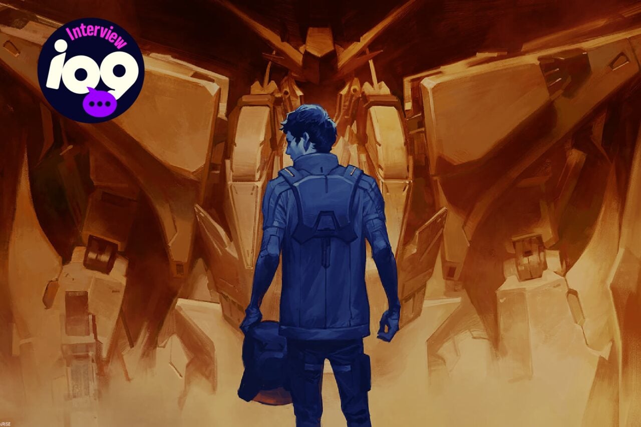 Mobile Suit Gundam Hathaway The Sorcery Of Nymph Circe key visual of Hathaway standing in front of a mech.