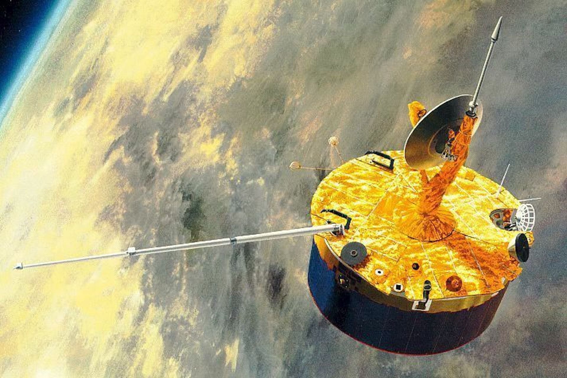 An illustration of NASA's Pioneer Venus 1 spacecraft.