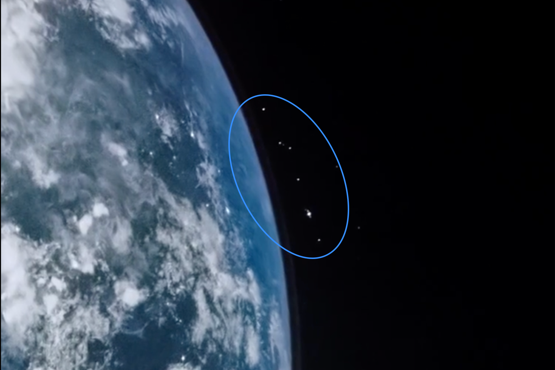 Satellites In low earth orbit from Artemis II
